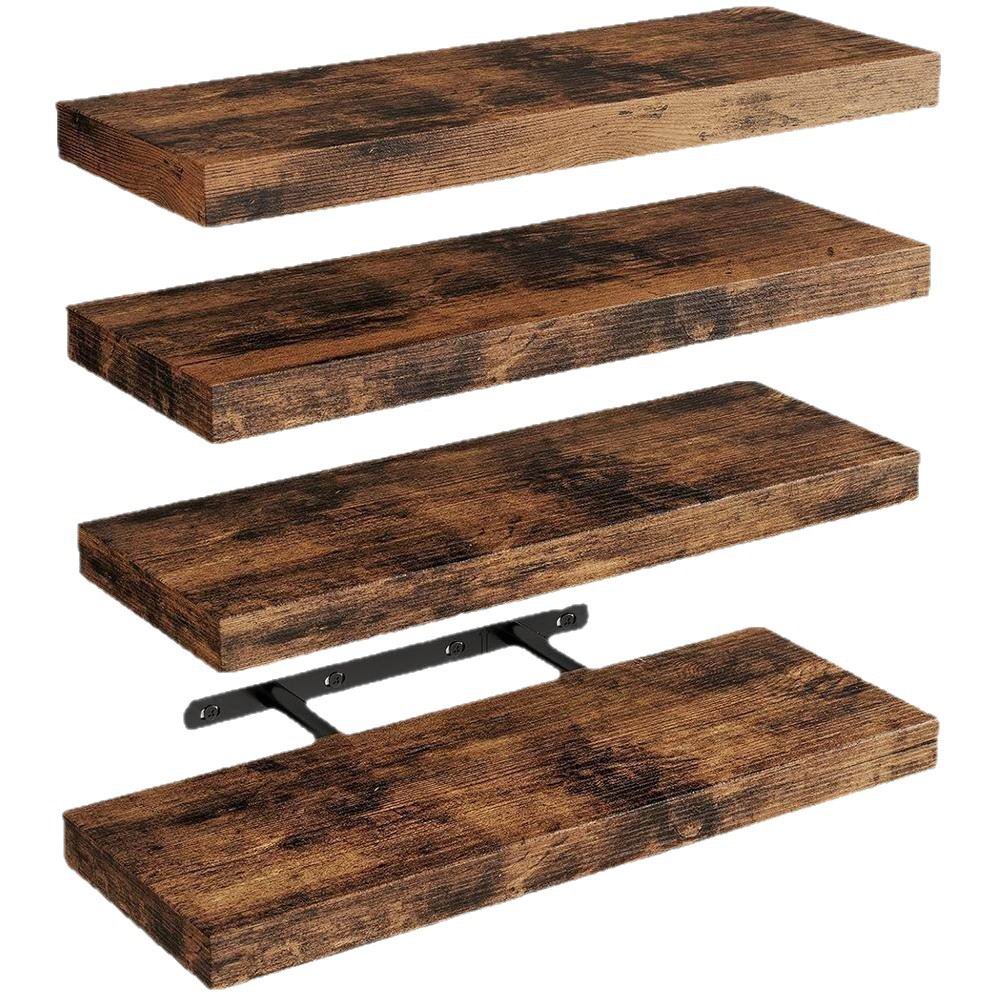 Boudoir Wood Floating Shelves – 4-Piece Set (Brown)