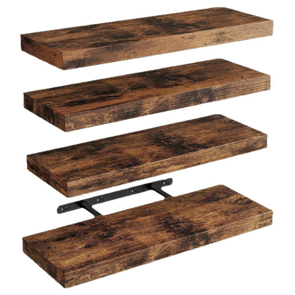 Boudoir Wood Floating Shelves – 4-Piece Set (Brown)