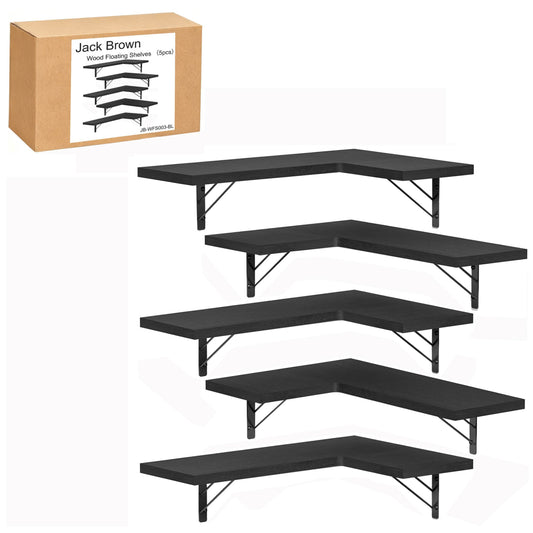 Boudoir Corner Wall Shelves – 5-Piece Graduated Set (Black)