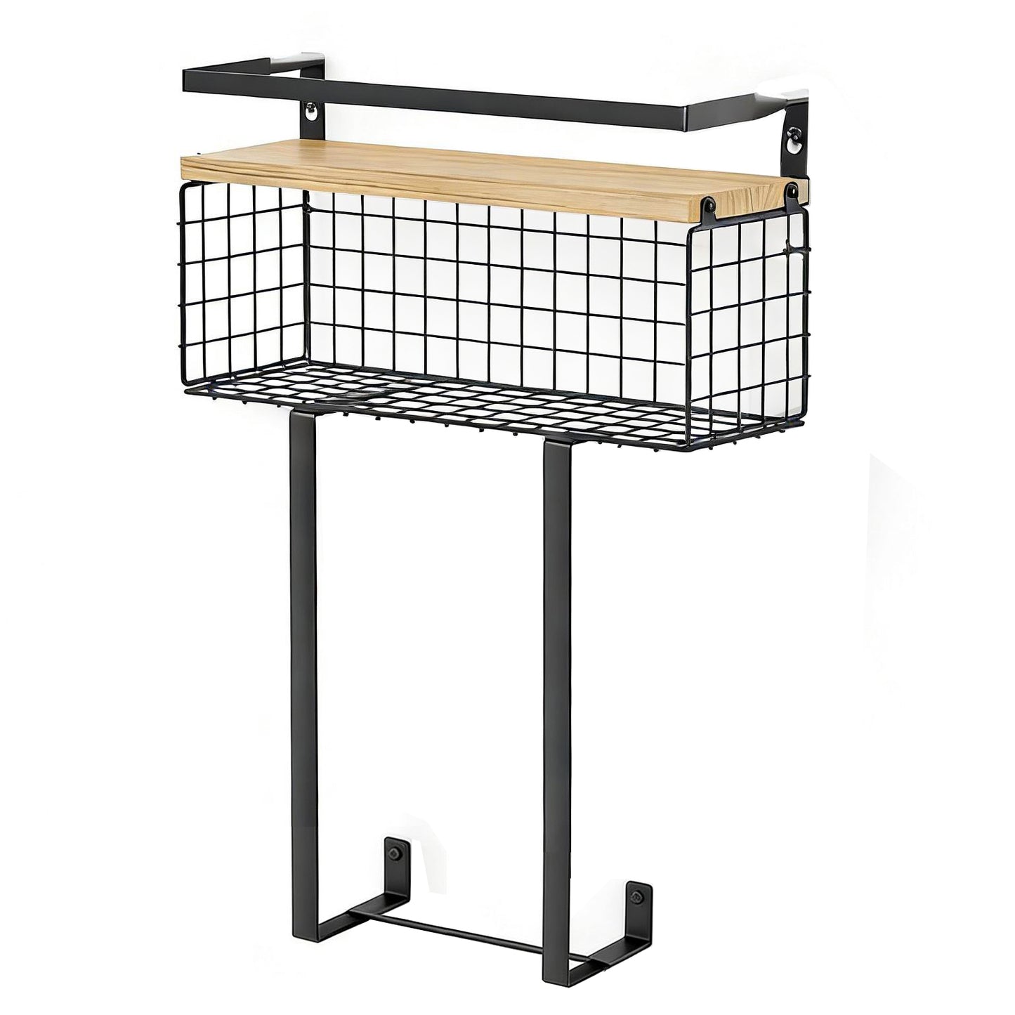 Boudoir Floating Shelf with Wire Basket (Black Frame)