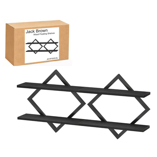 Boudoir Wall-Mounted Shelf with Diamond Lattice Frame (Black)