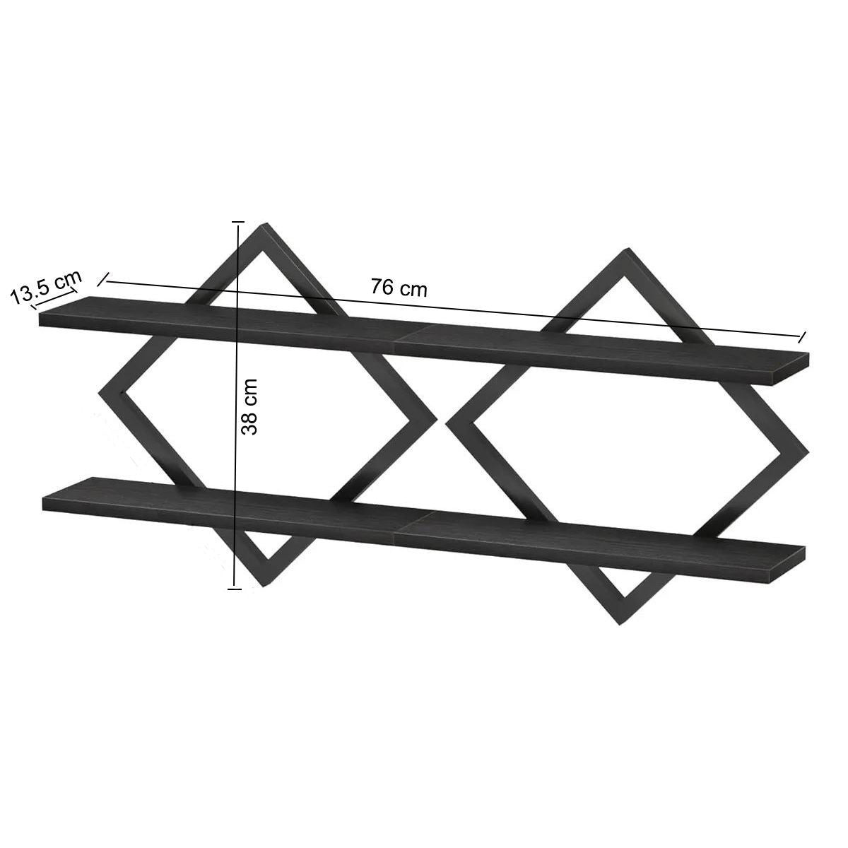 Boudoir Wall-Mounted Shelf with Diamond Lattice Frame (Black)