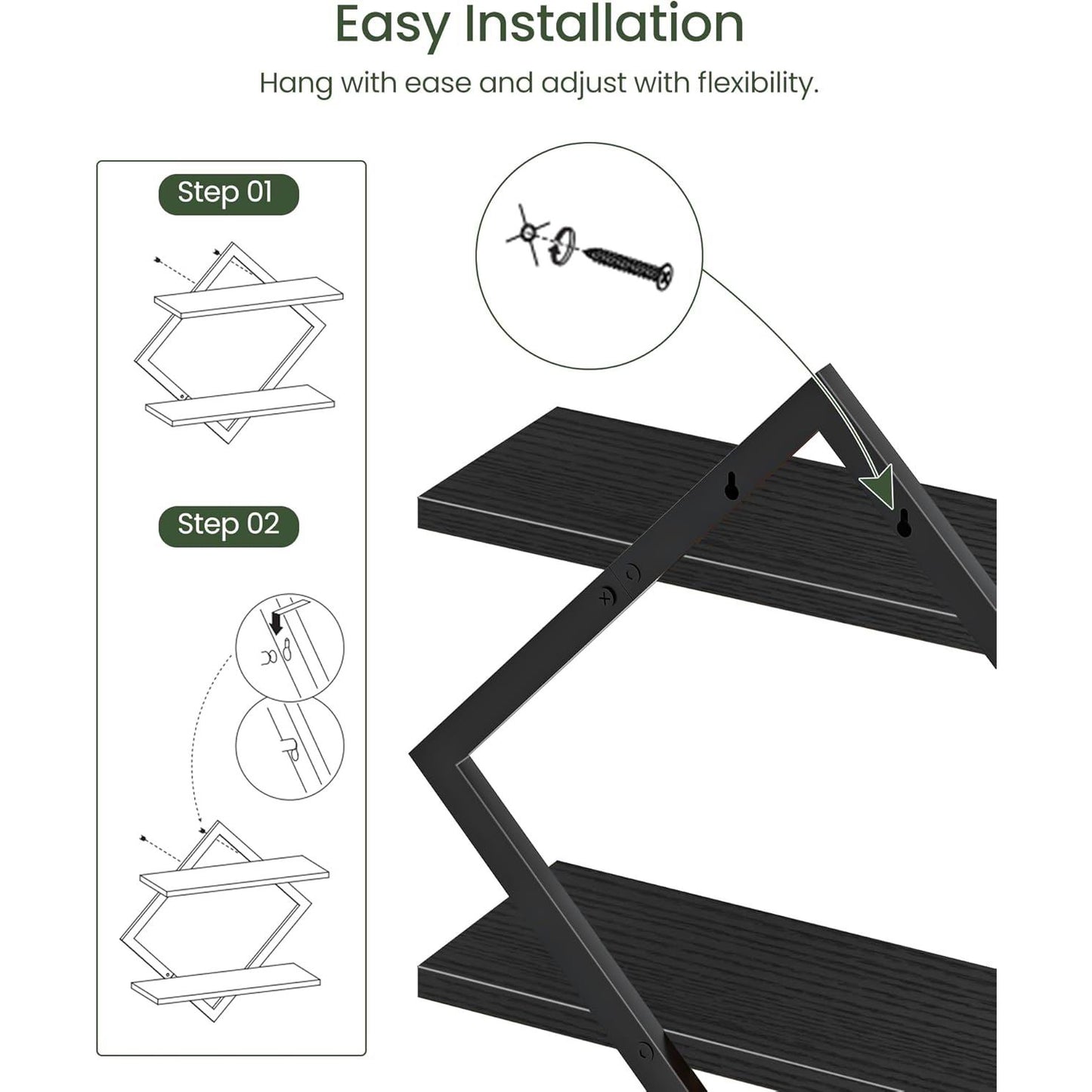 Boudoir Wall-Mounted Shelf with Diamond Lattice Frame (Black)