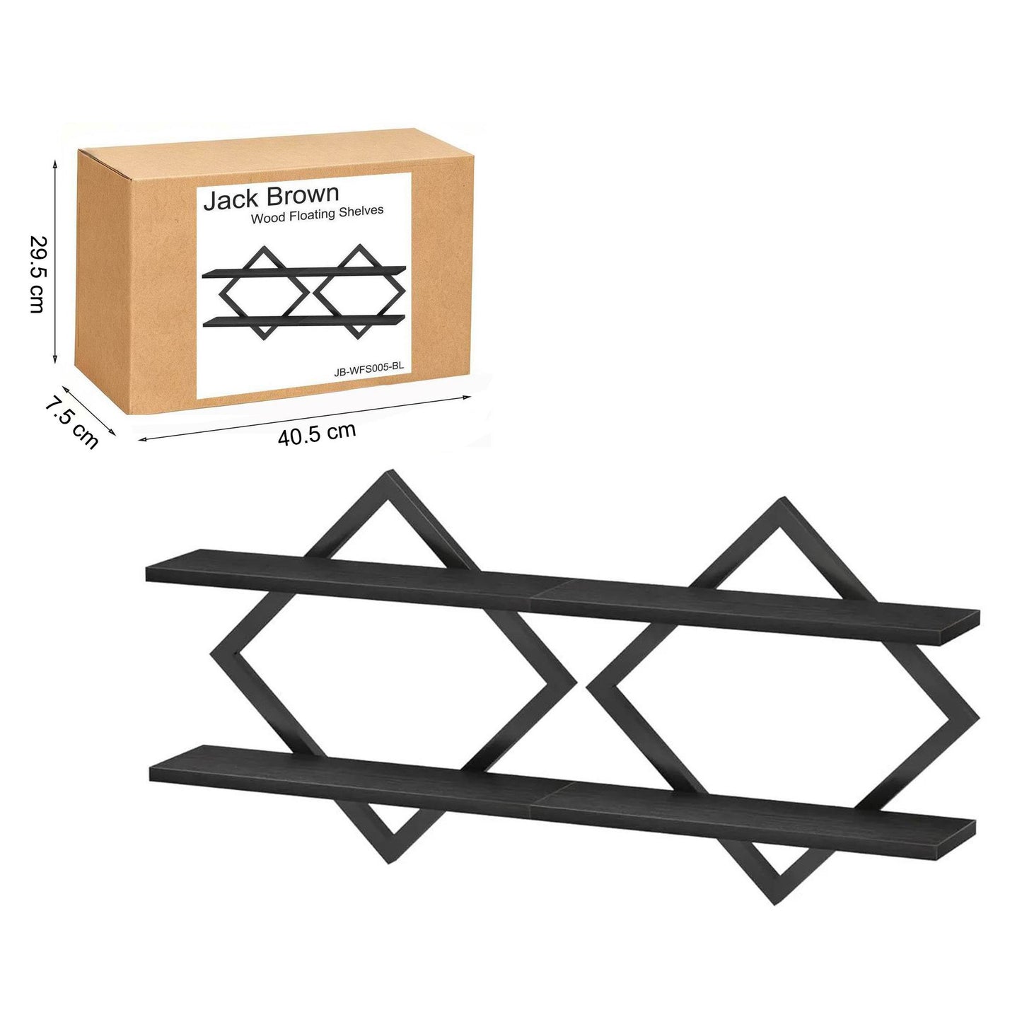 Boudoir Wall-Mounted Shelf with Diamond Lattice Frame (Black)