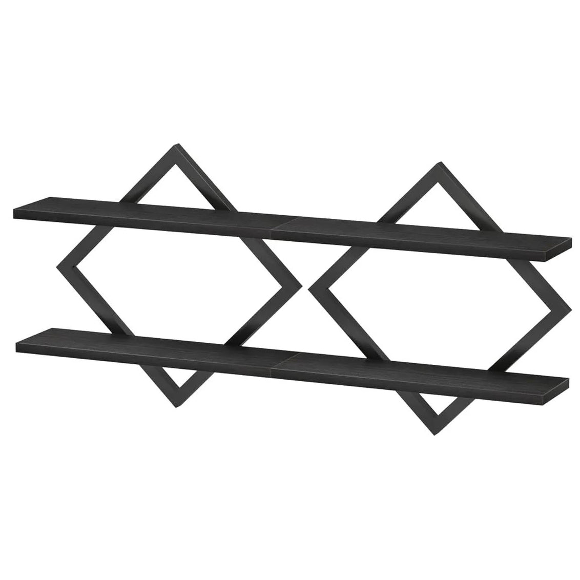 Boudoir Wall-Mounted Shelf with Diamond Lattice Frame (Black)