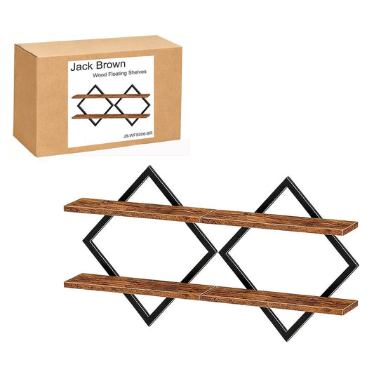 Boudoir Wall-Mounted Shelf with Diamond Lattice Frame (Brown)
