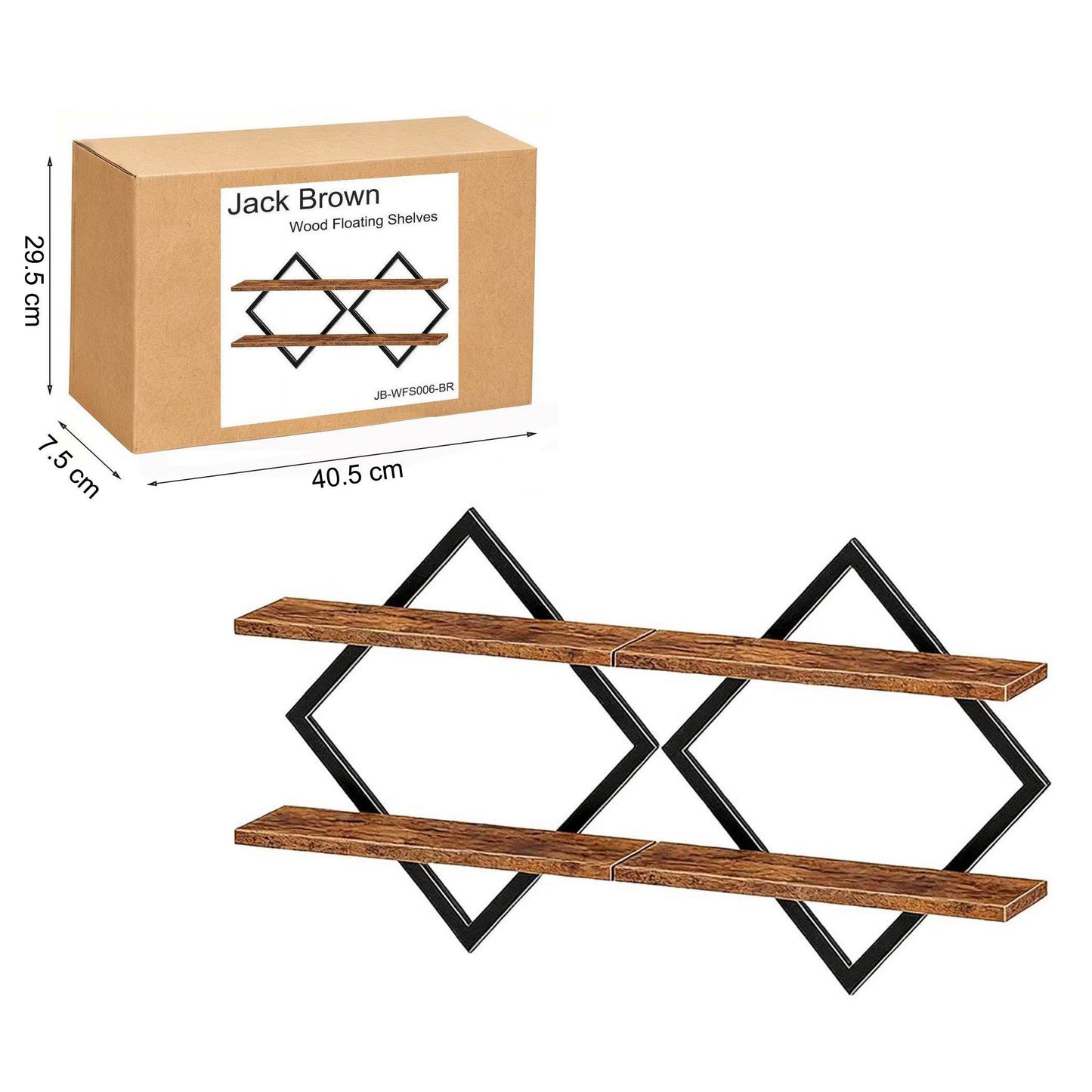 Boudoir Wall-Mounted Shelf with Diamond Lattice Frame (Brown)