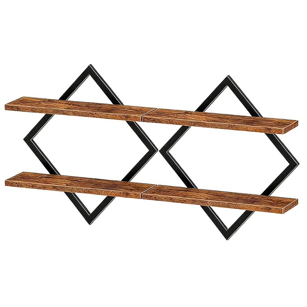 Boudoir Wall-Mounted Shelf with Diamond Lattice Frame (Brown)