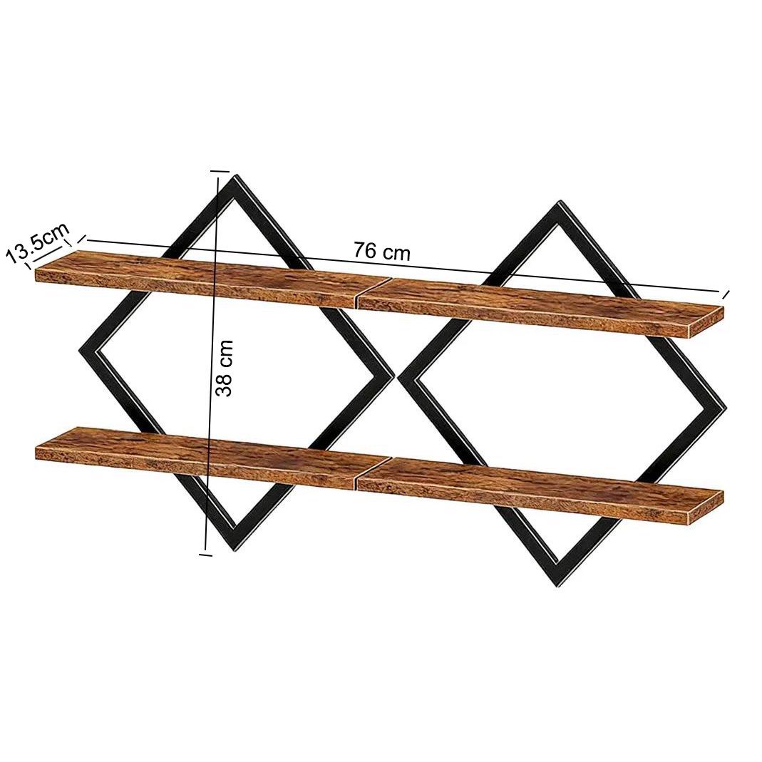 Boudoir Wall-Mounted Shelf with Diamond Lattice Frame (Brown)