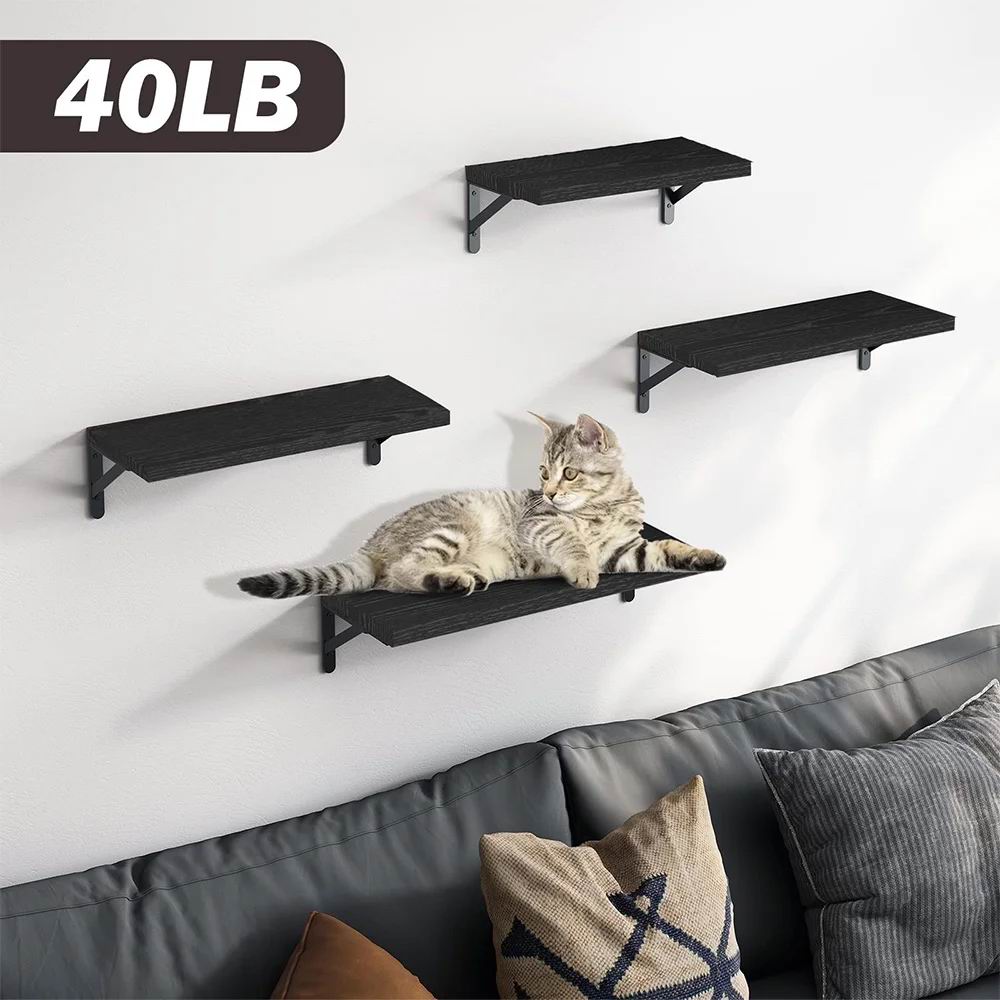 Boudoir Wood Floating Shelves – 4-Piece Bracket Set (Black)