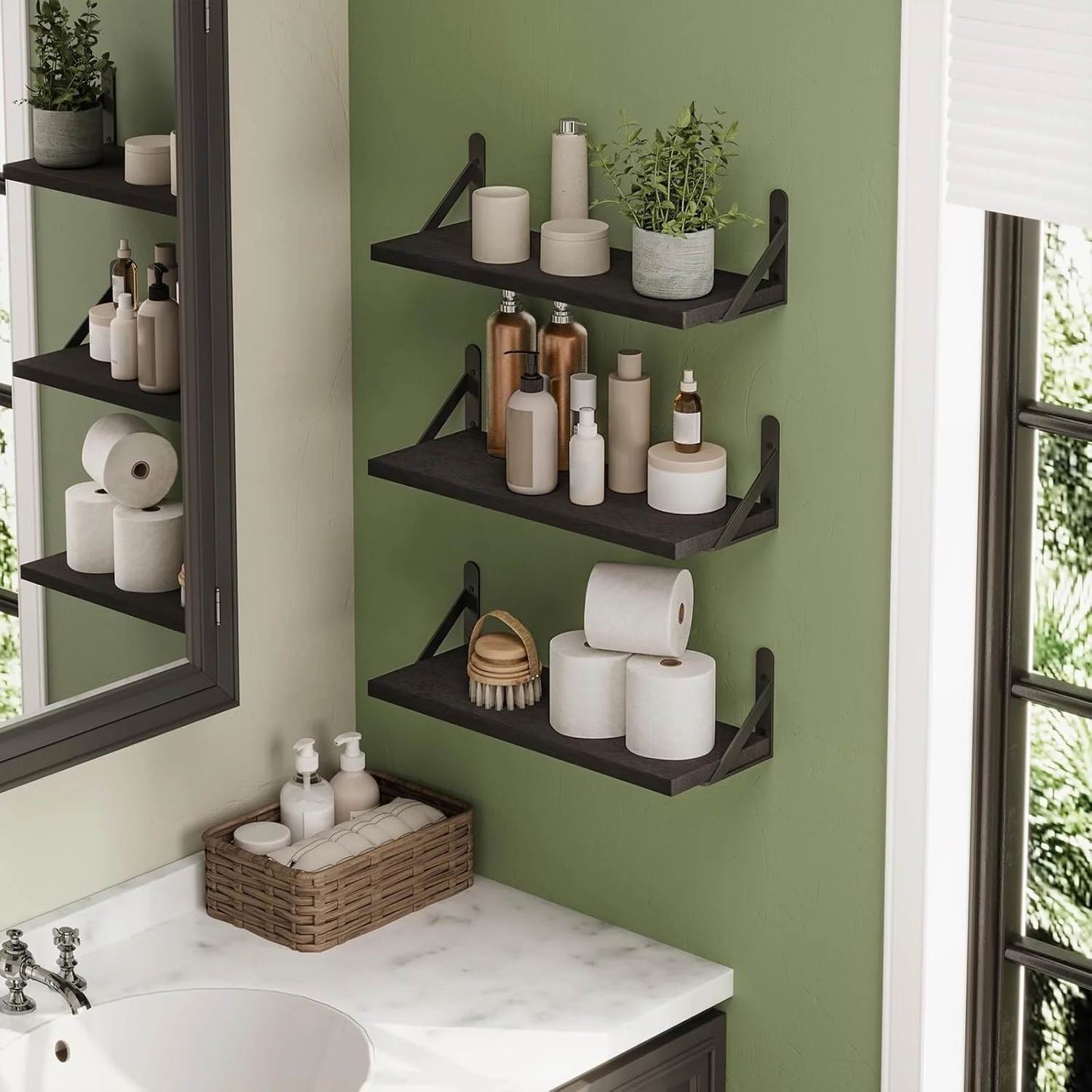 Boudoir Wood Floating Shelves – 4-Piece Bracket Set (Black)