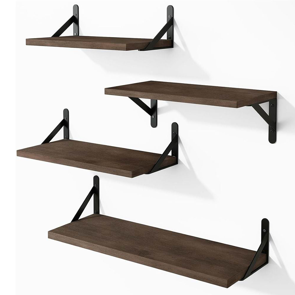 Boudoir Wood Floating Shelves – 4-Piece Bracket Set (Brown)