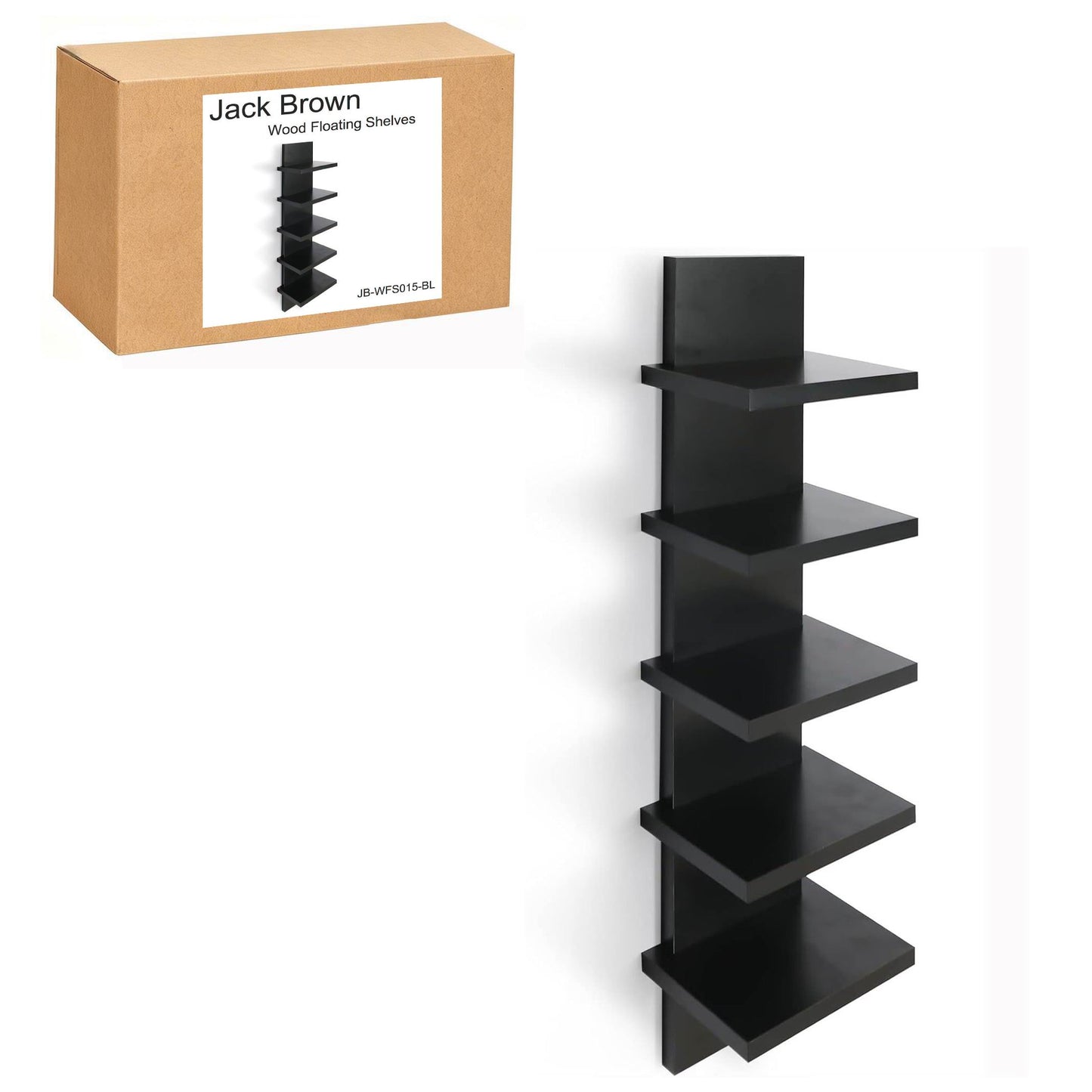 Boudoir 5-Tier Zigzag Wall Shelf (Black)