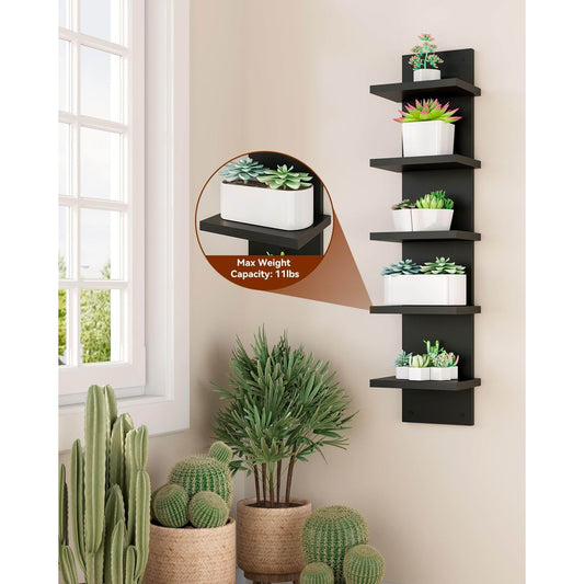 Boudoir 5-Tier Zigzag Wall Shelf (Black)