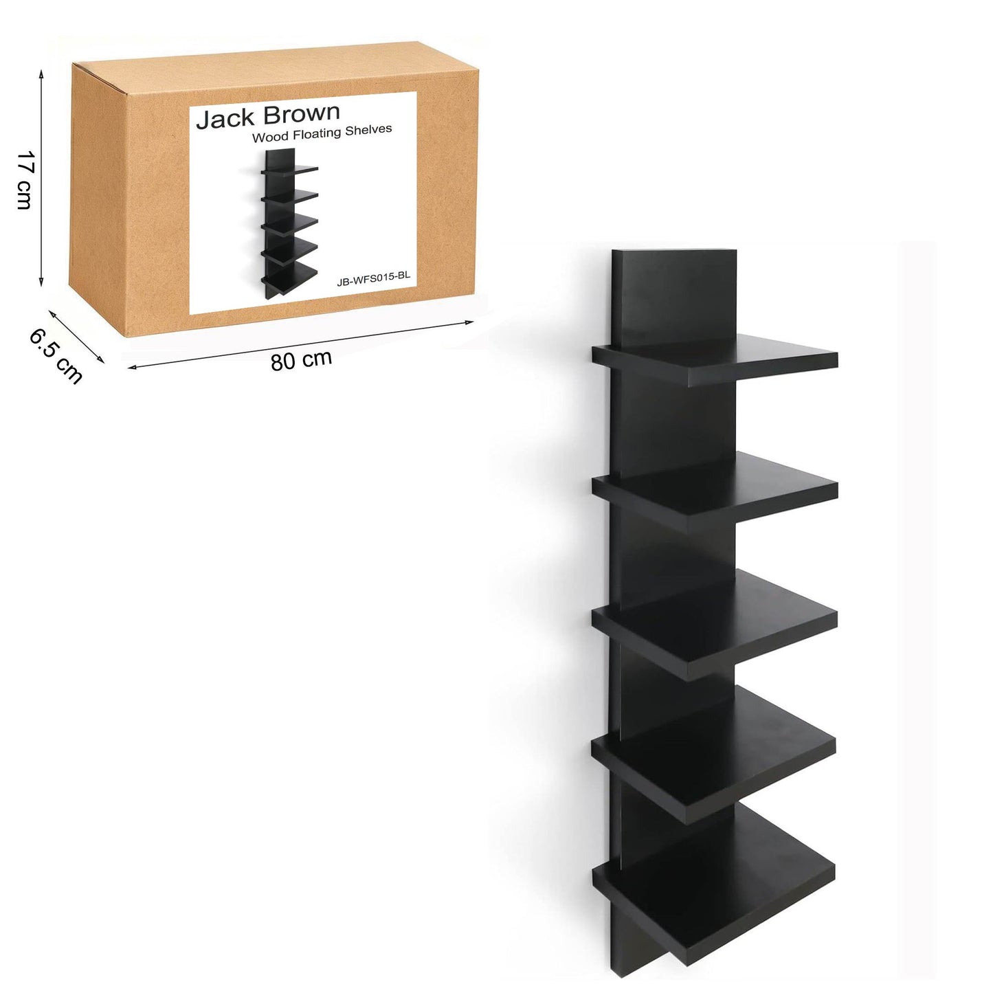 Boudoir 5-Tier Zigzag Wall Shelf (Black)