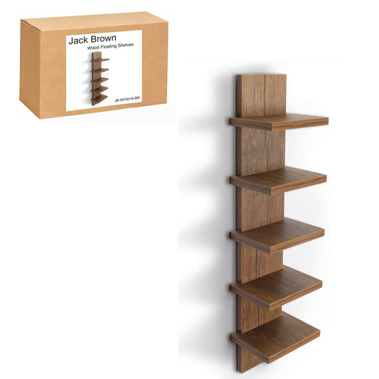 Boudoir 5-Tier Zigzag Wall Shelf (Brown)