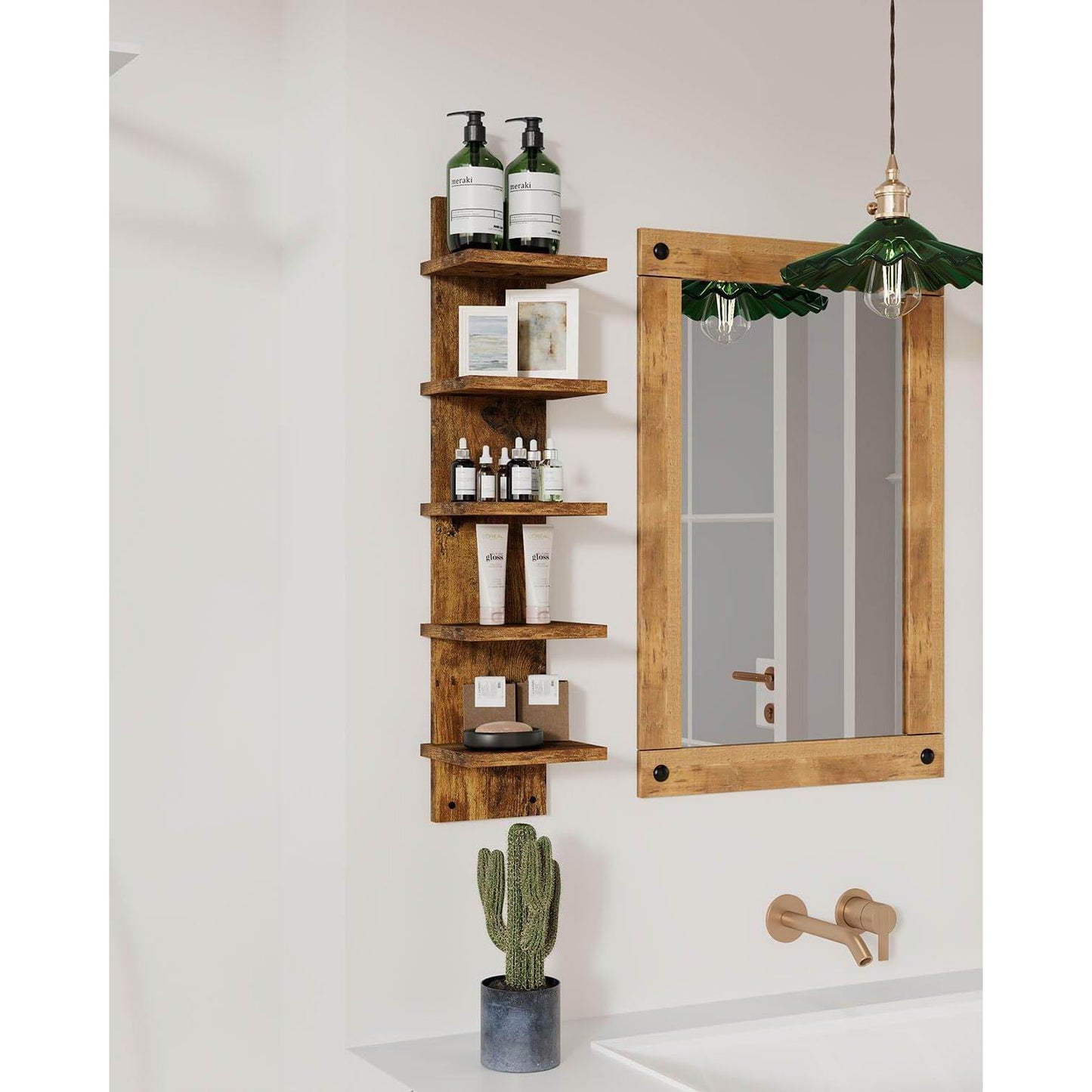 Boudoir 5-Tier Zigzag Wall Shelf (Brown)