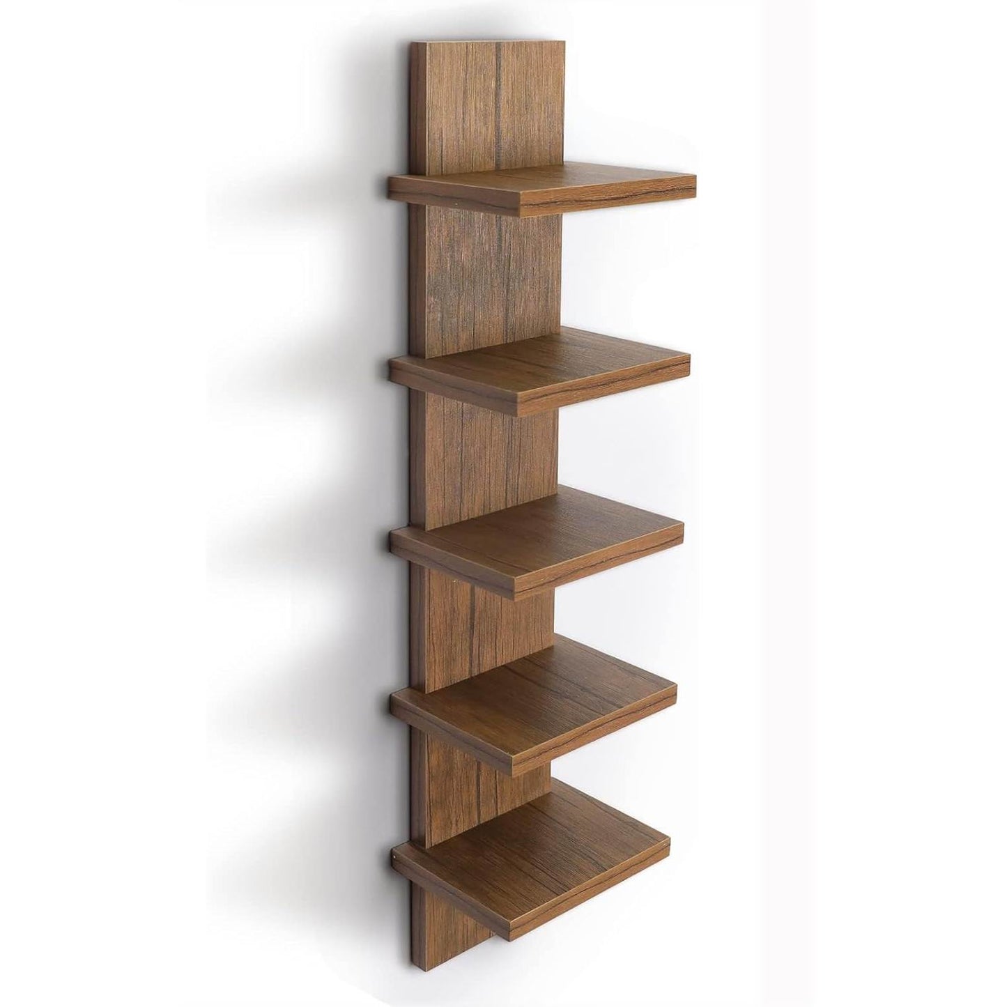 Boudoir 5-Tier Zigzag Wall Shelf (Brown)