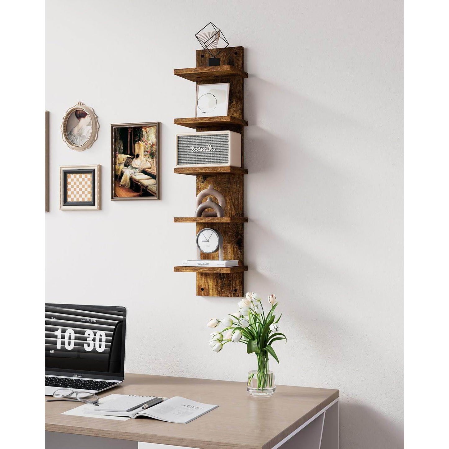 Boudoir 5-Tier Zigzag Wall Shelf (Brown)