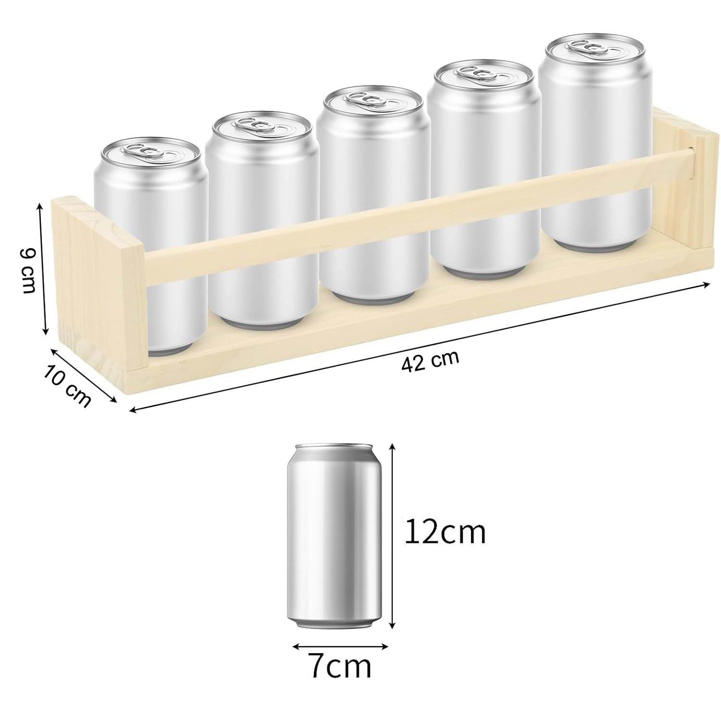 Boudoir Bow-Front Ledge Shelves with Rail – 3-Piece Set (Natural)