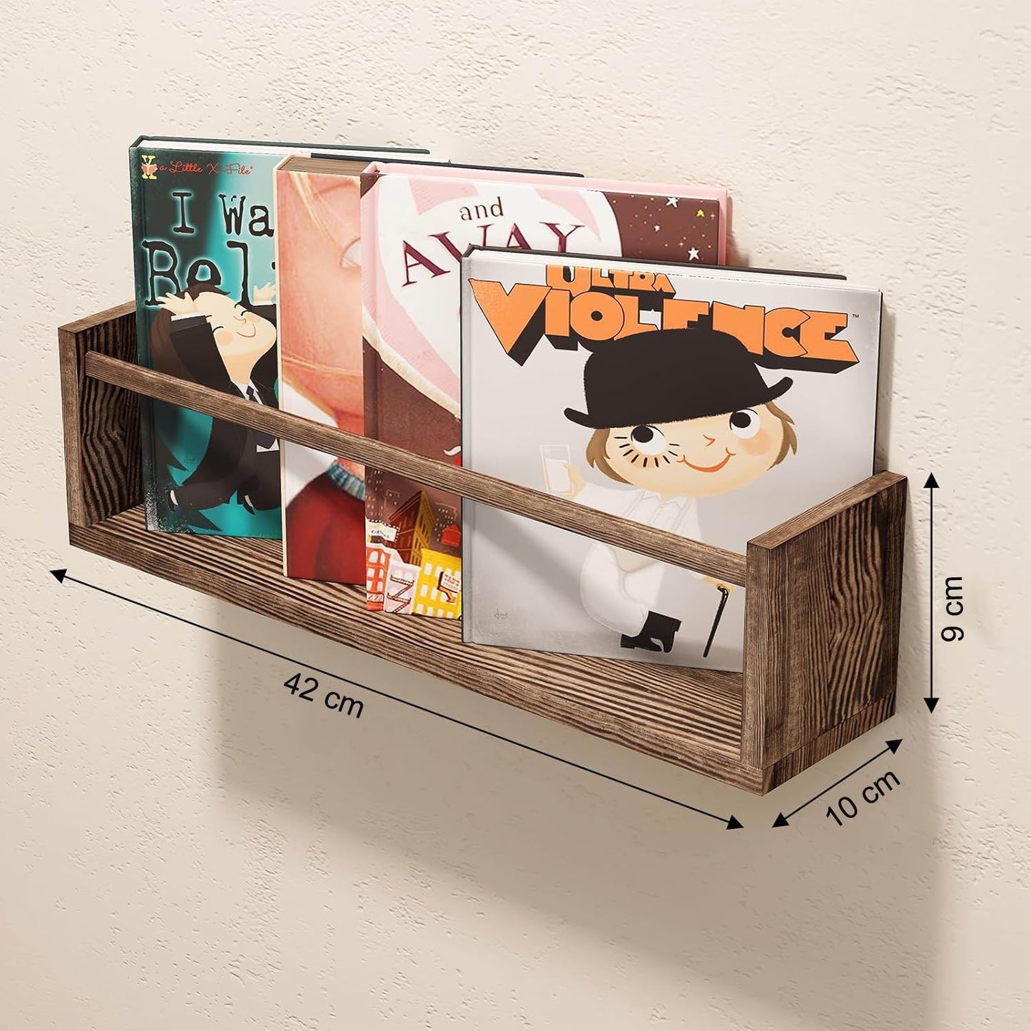 Boudoir Bow-Front Ledge Shelves with Rail – 3-Piece Set (Brown)