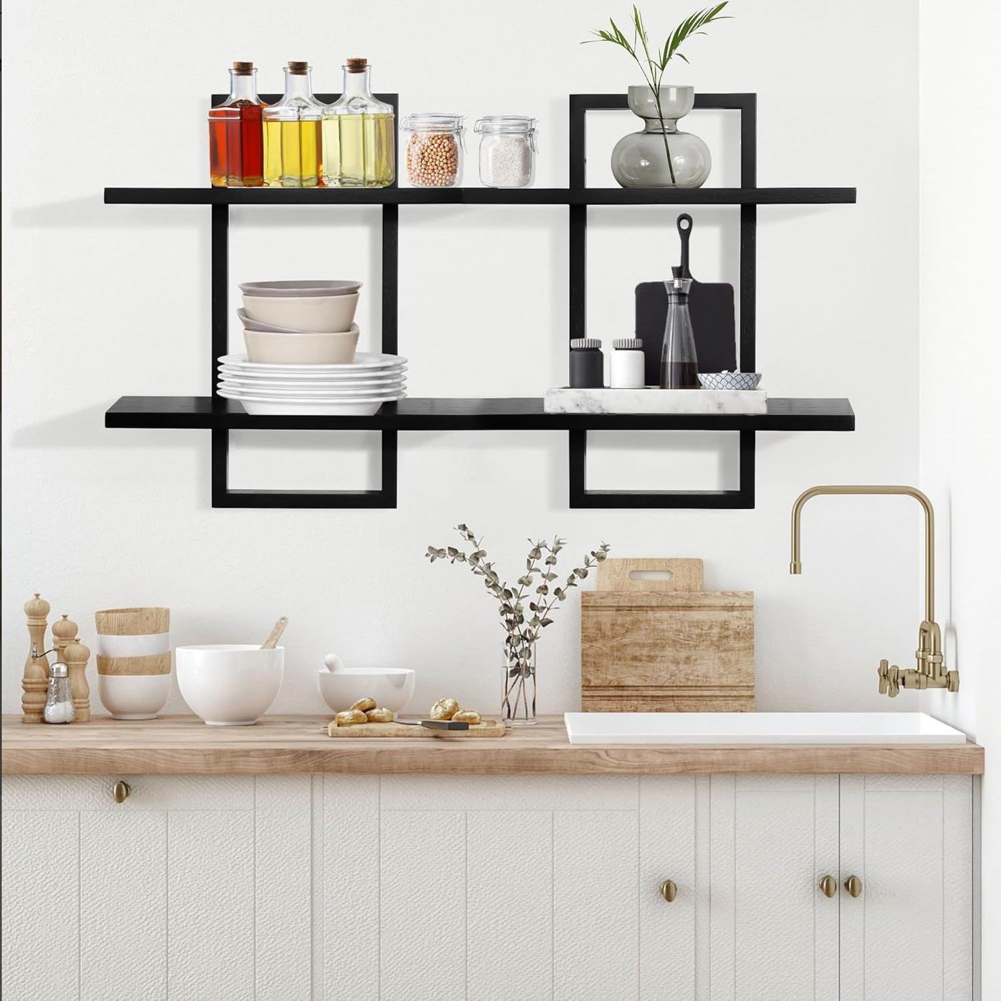 Boudoir Slim Wood Floating Shelf (Black)