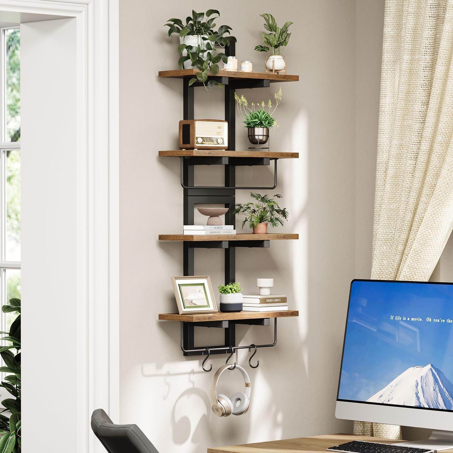 Boudoir Slim Wood Floating Shelf (Brown)