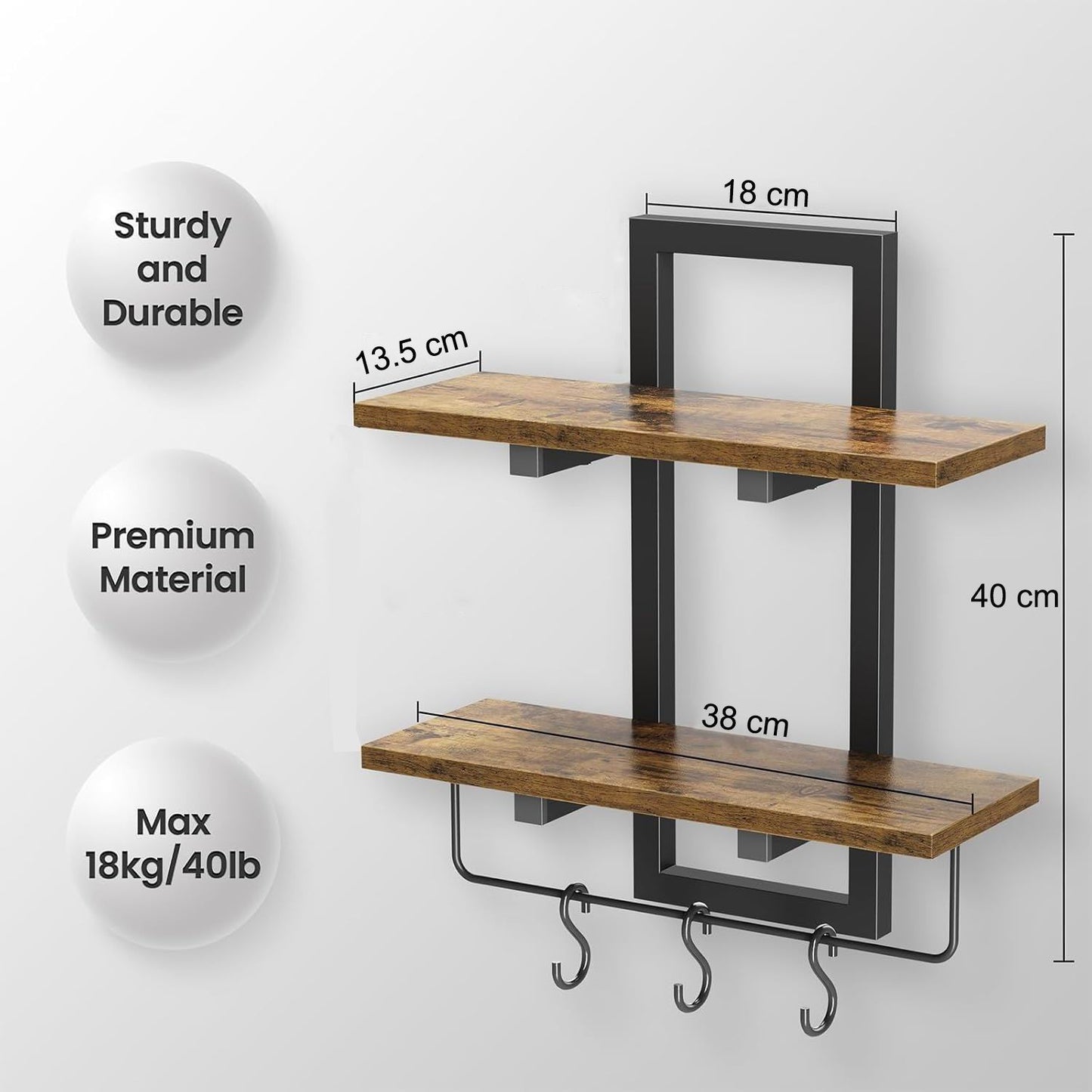Boudoir Slim Wood Floating Shelf (Brown)