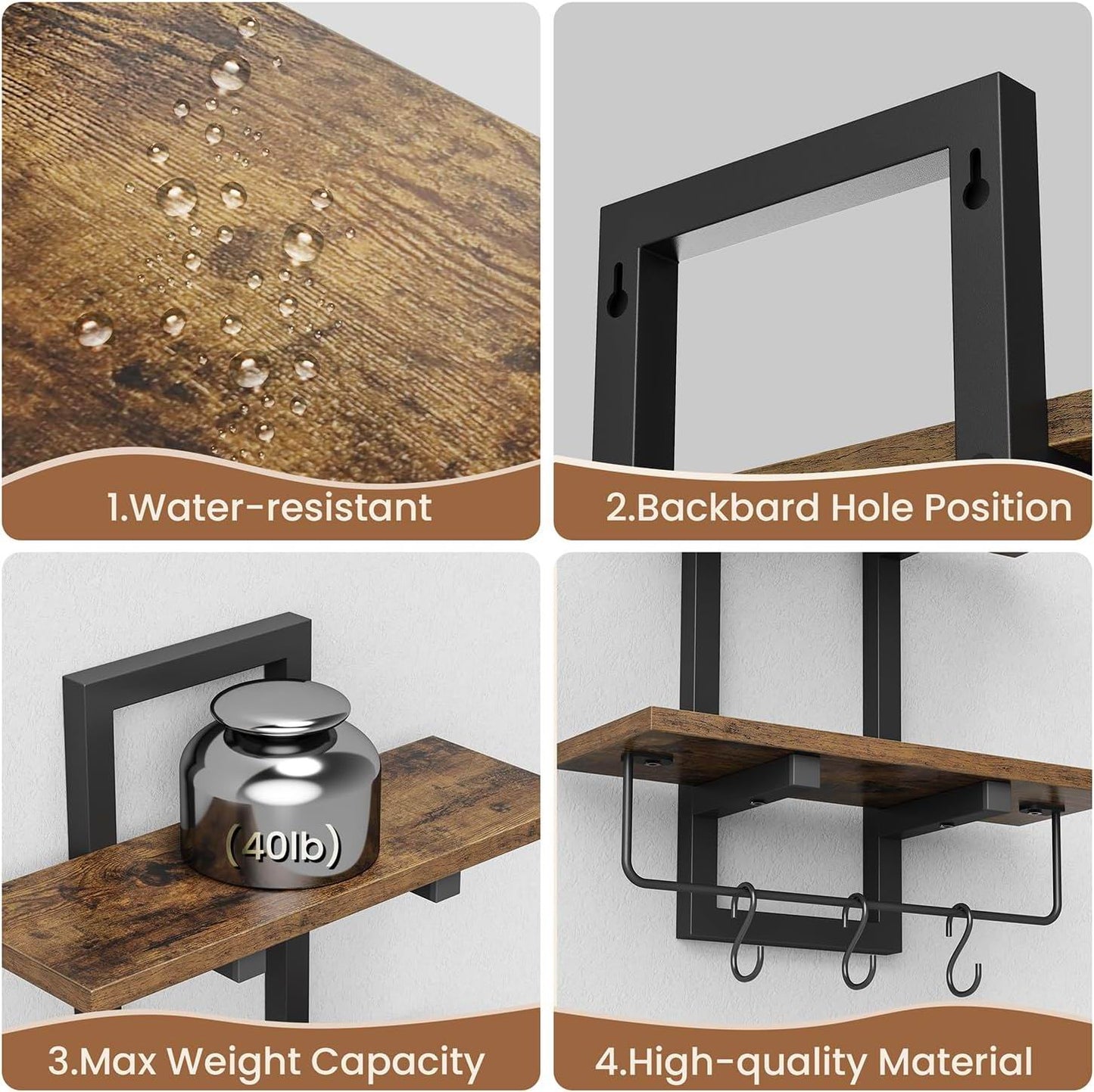 Boudoir Slim Wood Floating Shelf (Brown)