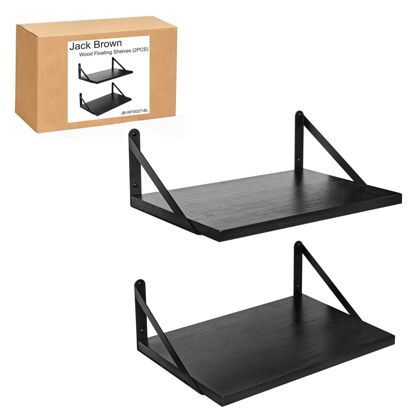Boudoir Wood Floating Shelves – 2-Piece Set (Black)