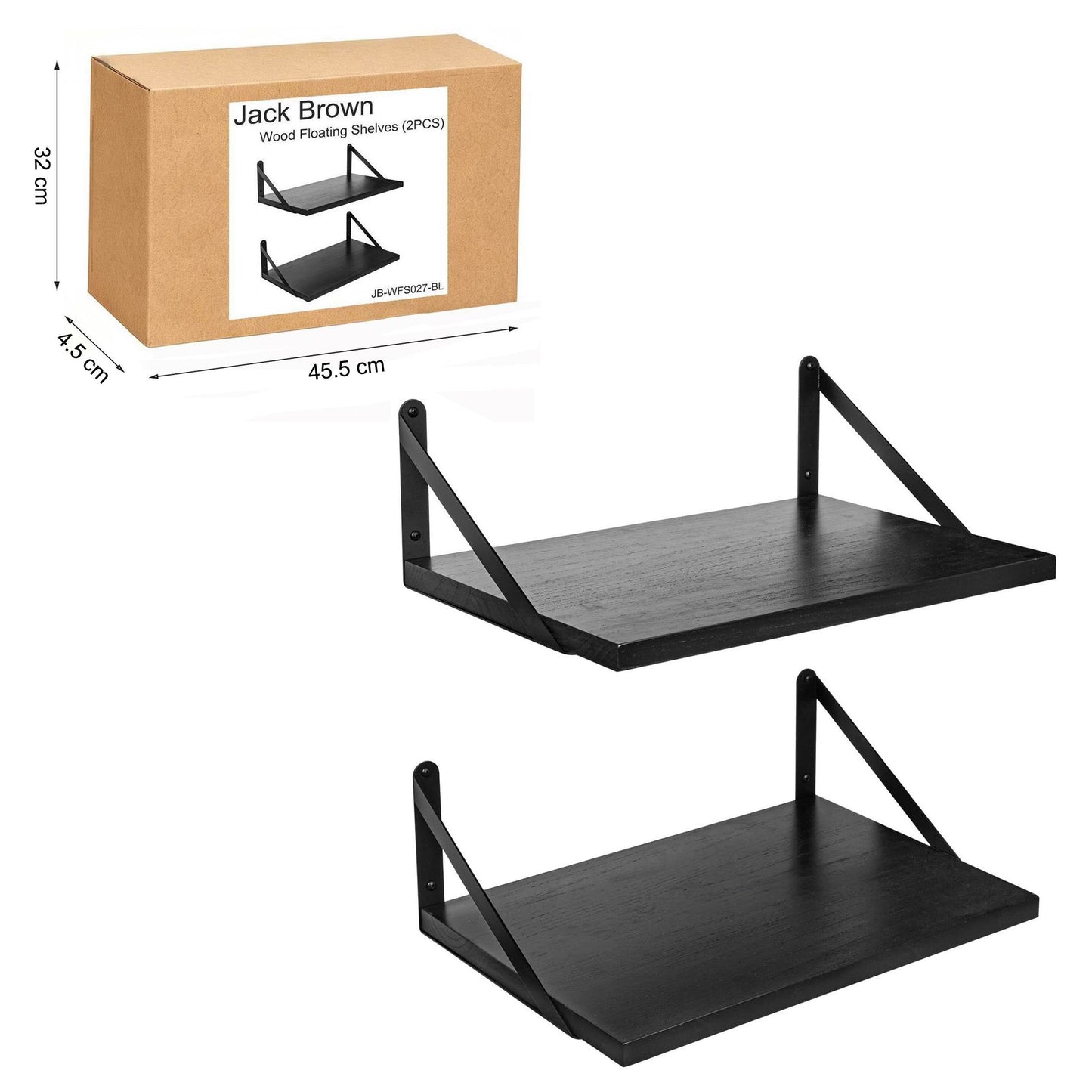 Boudoir Wood Floating Shelves – 2-Piece Set (Black)