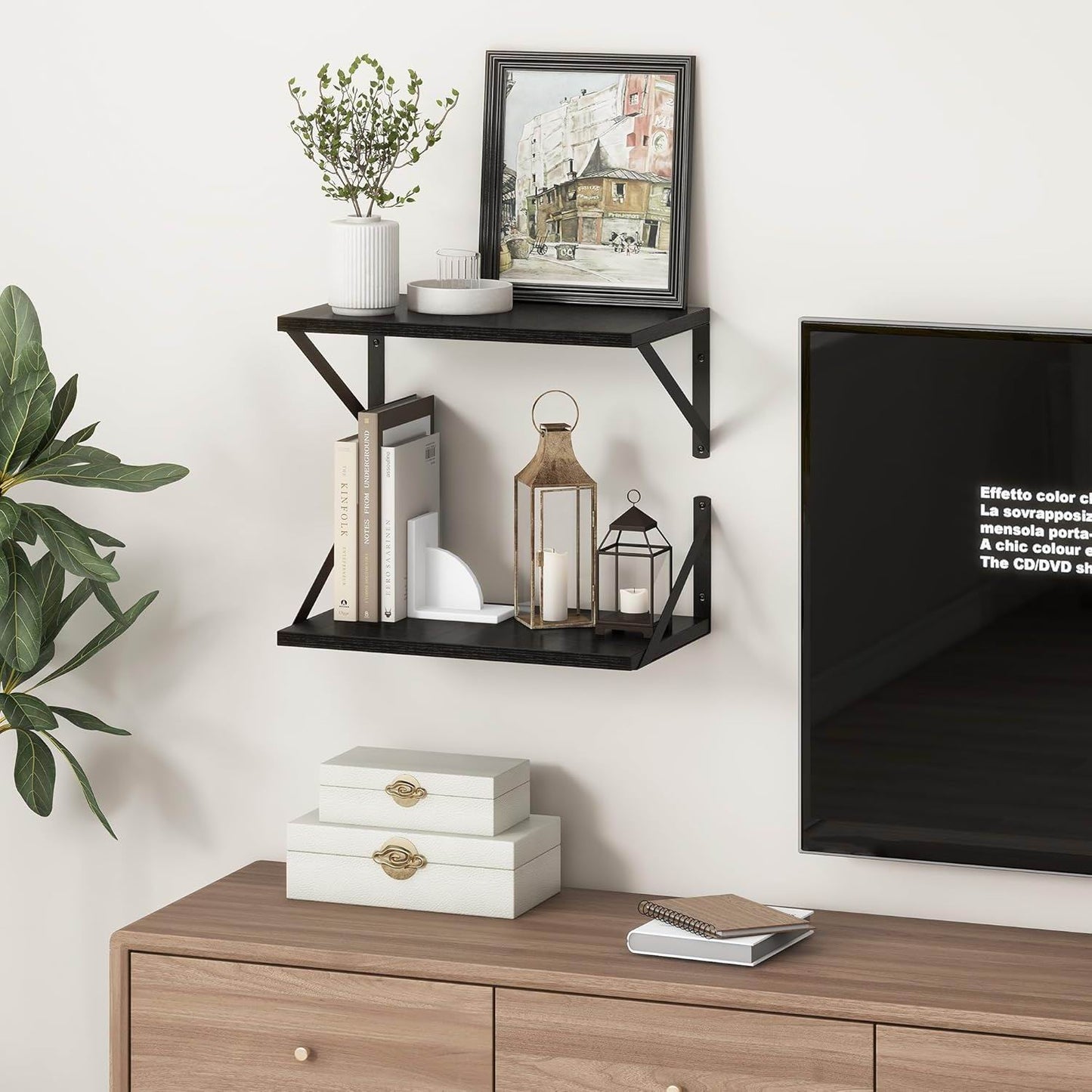 Boudoir Wood Floating Shelves – 2-Piece Set (Black)
