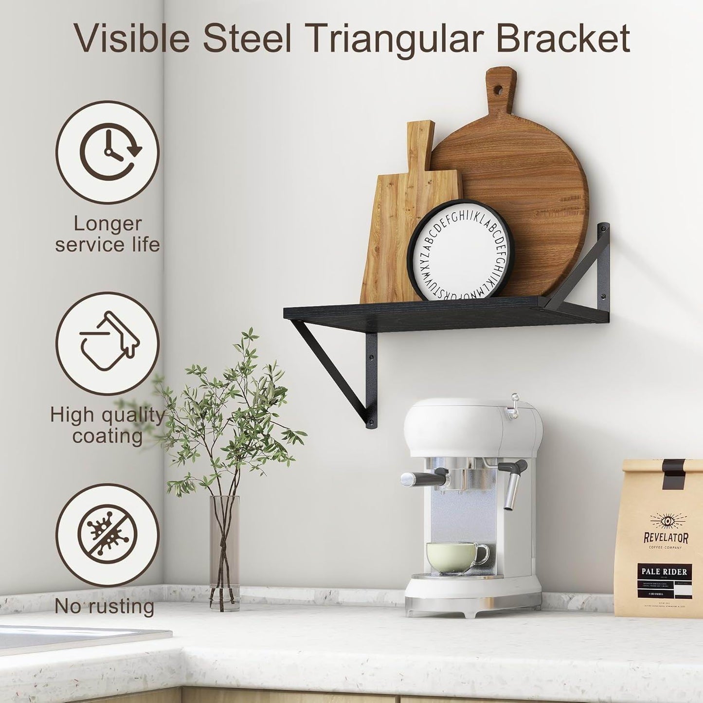 Boudoir Wood Floating Shelves – 2-Piece Set (Black)