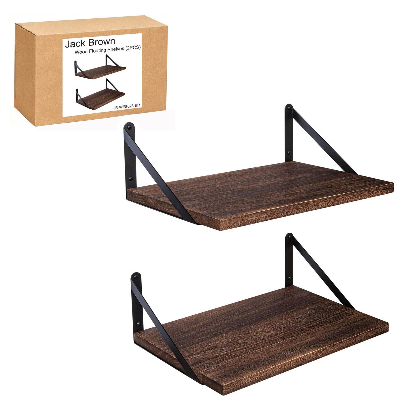 Boudoir Wood Floating Shelves – 2-Piece Set (Brown)