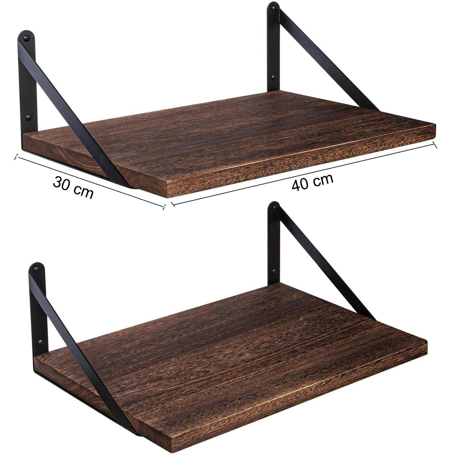 Boudoir Wood Floating Shelves – 2-Piece Set (Brown)