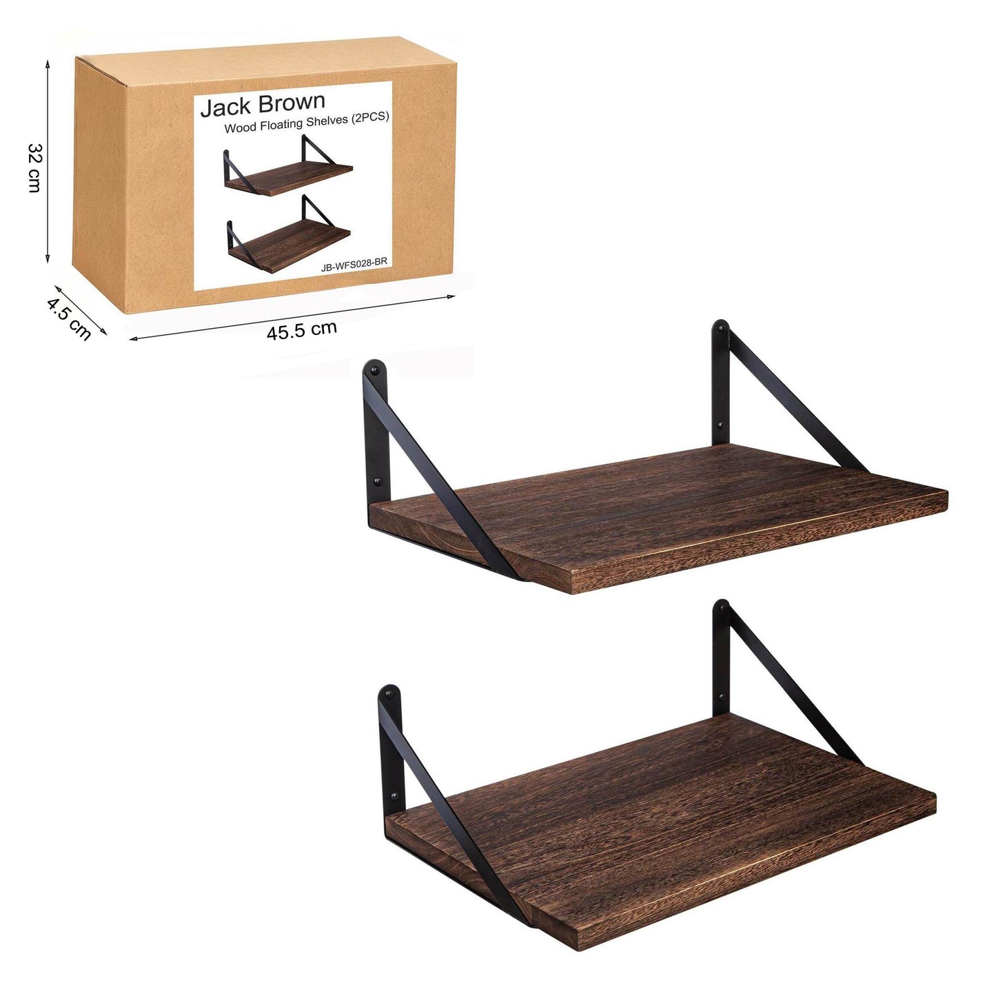 Boudoir Wood Floating Shelves – 2-Piece Set (Brown)
