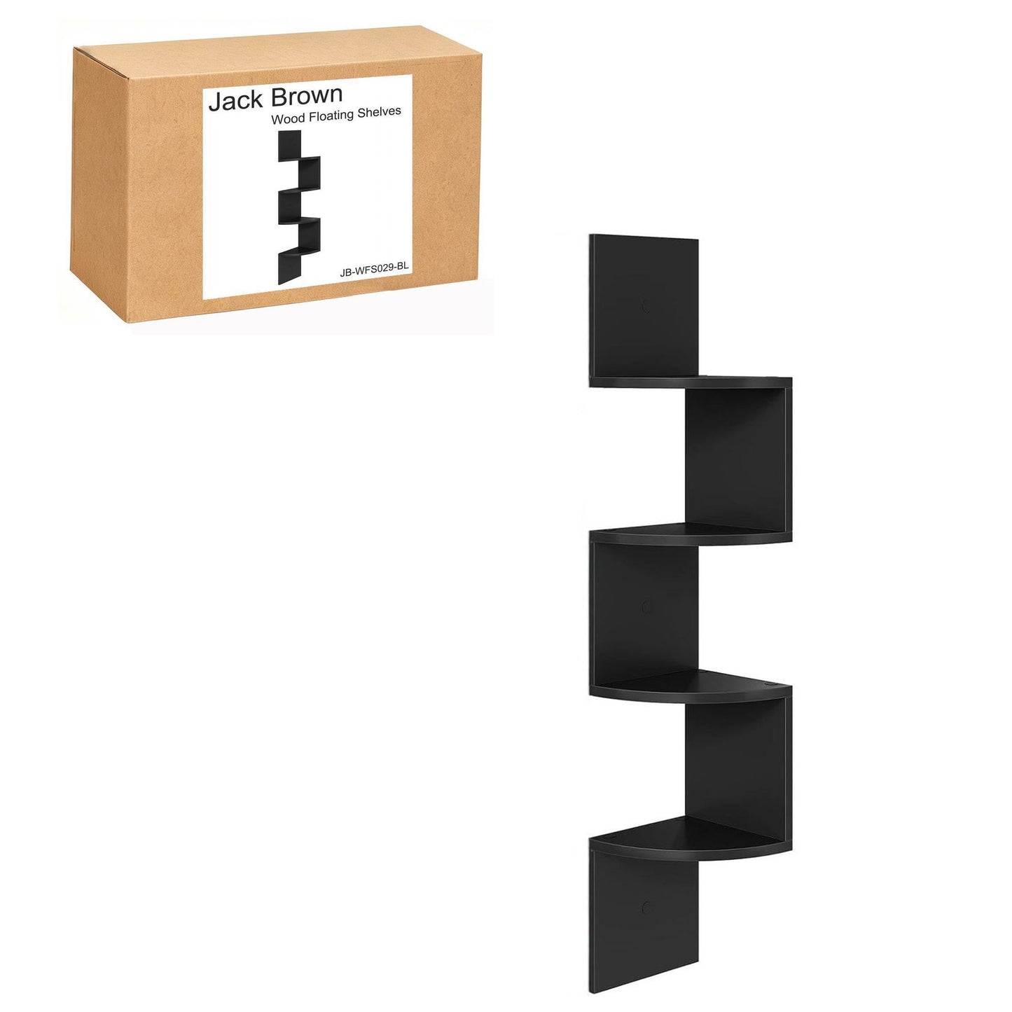 Boudoir 5-Tier Corner Wall Shelf (Black)