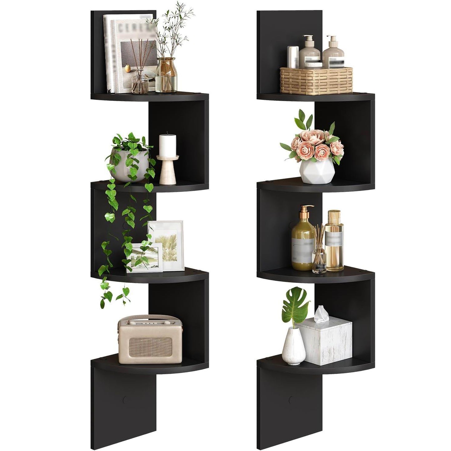 Boudoir 5-Tier Corner Wall Shelf (Black)