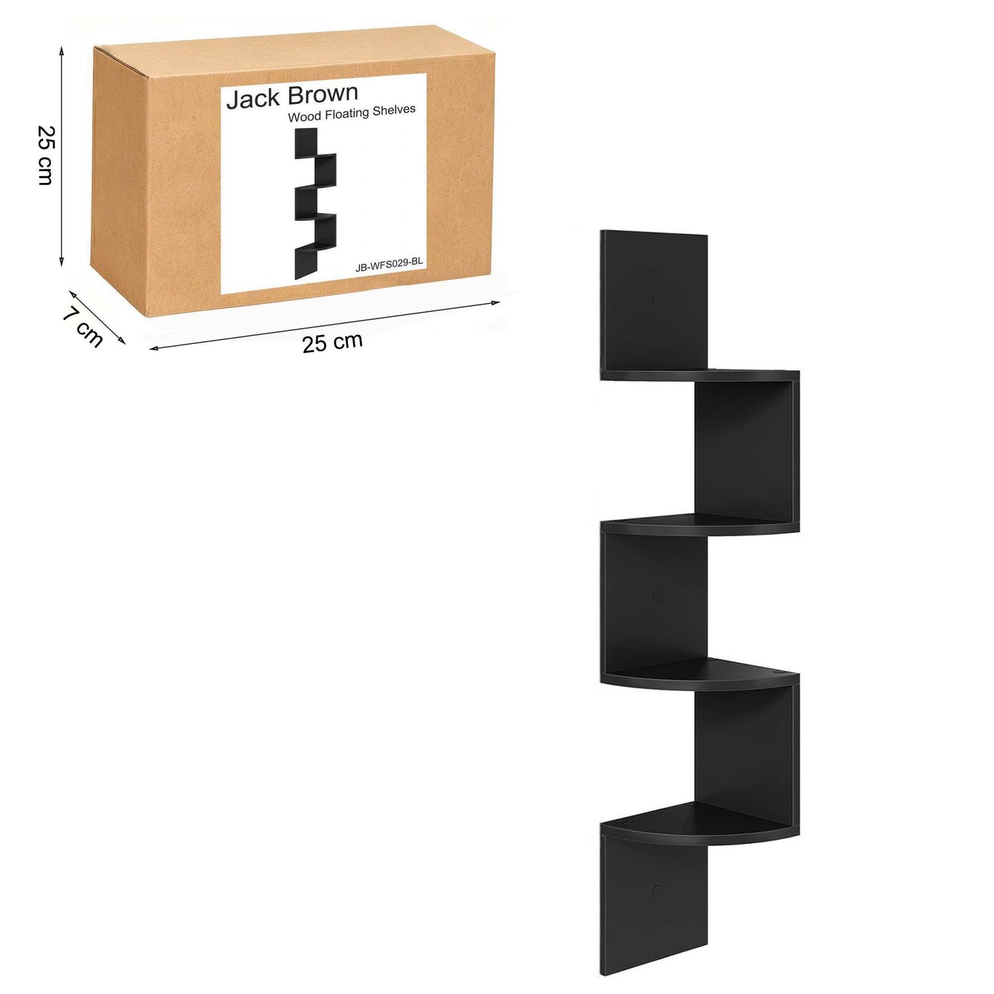 Boudoir 5-Tier Corner Wall Shelf (Black)