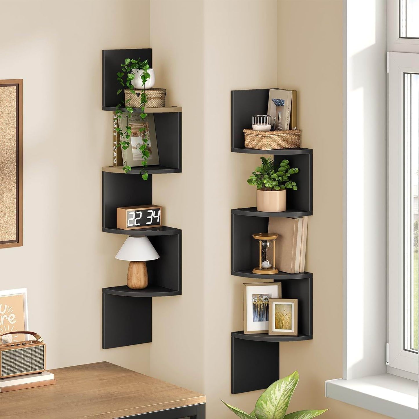 Boudoir 5-Tier Corner Wall Shelf (Black)