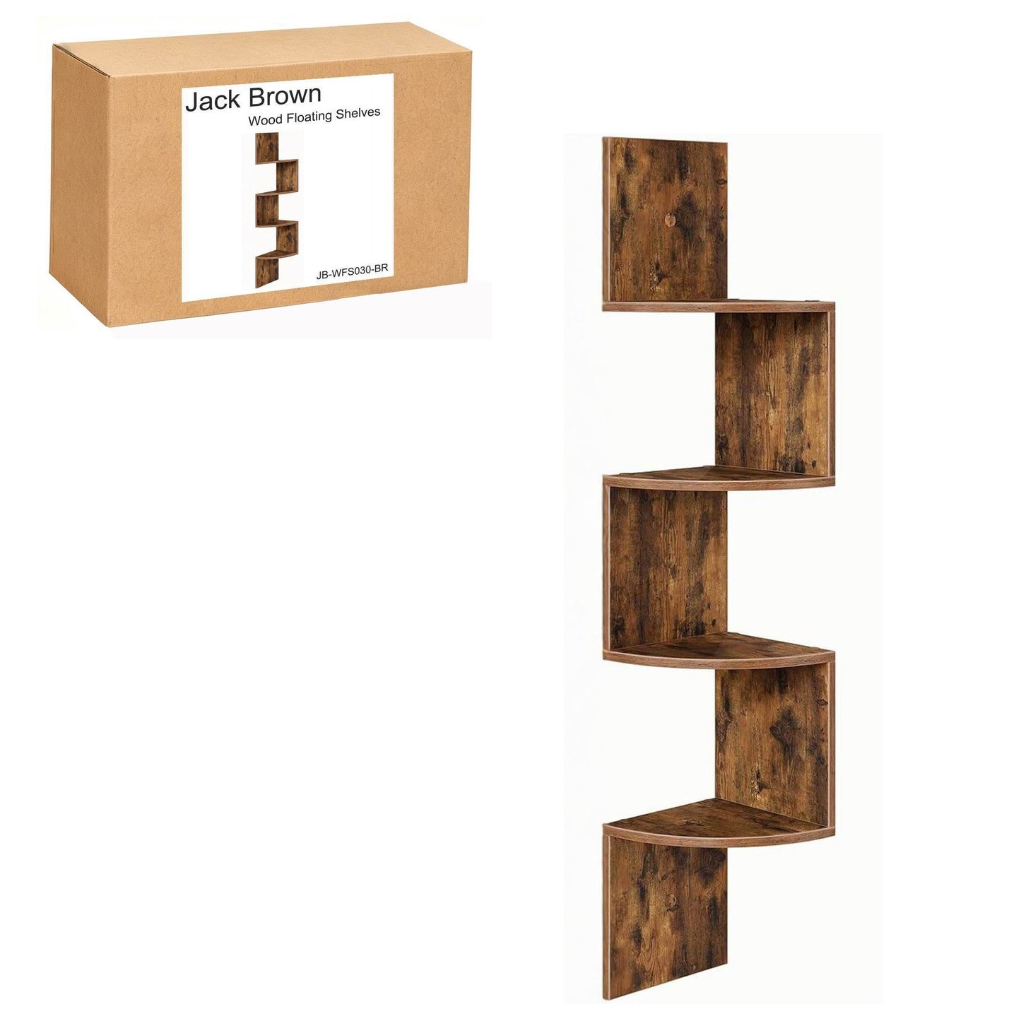 Boudoir 5-Tier Corner Wall Shelf (Brown)
