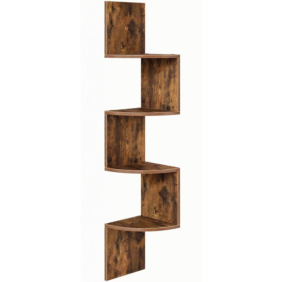 Boudoir 5-Tier Corner Wall Shelf (Brown)