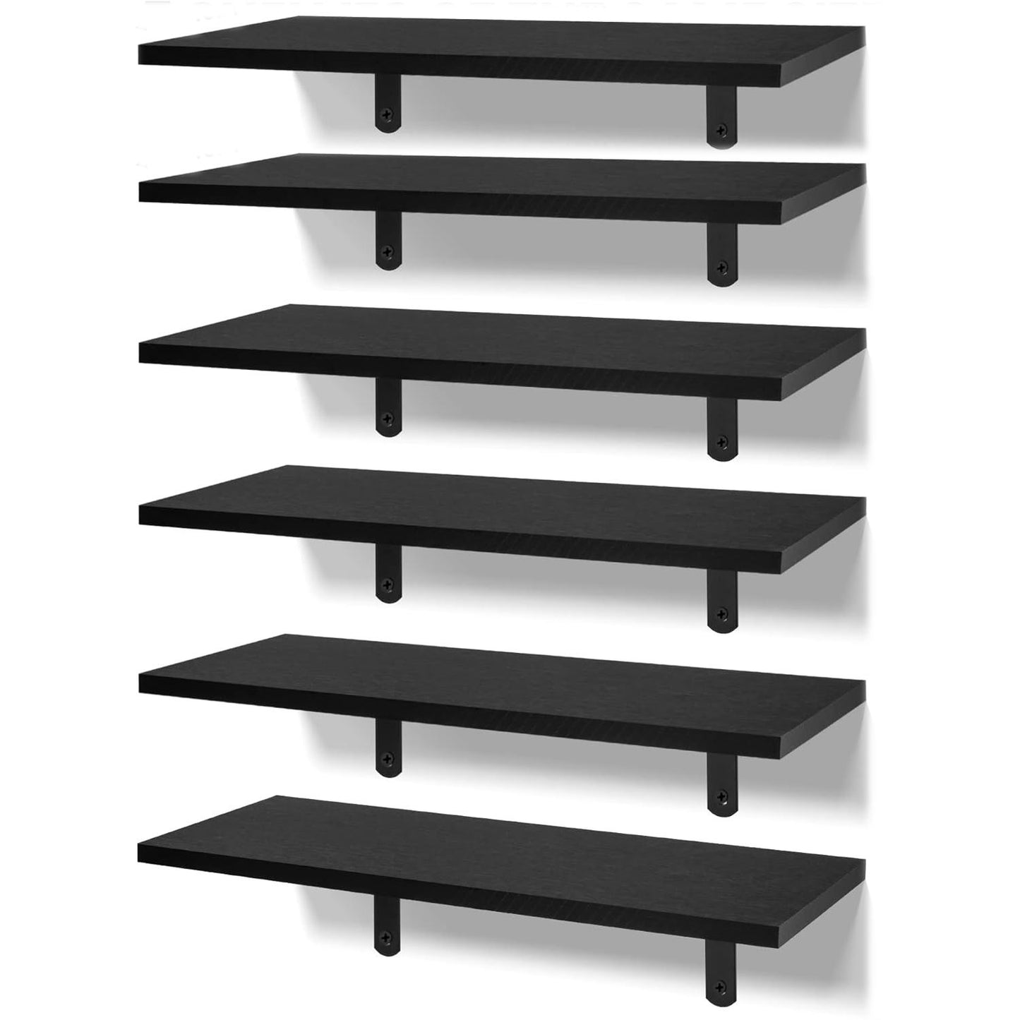 Boudoir Wood Floating Shelves – 6-Piece Set (Black)