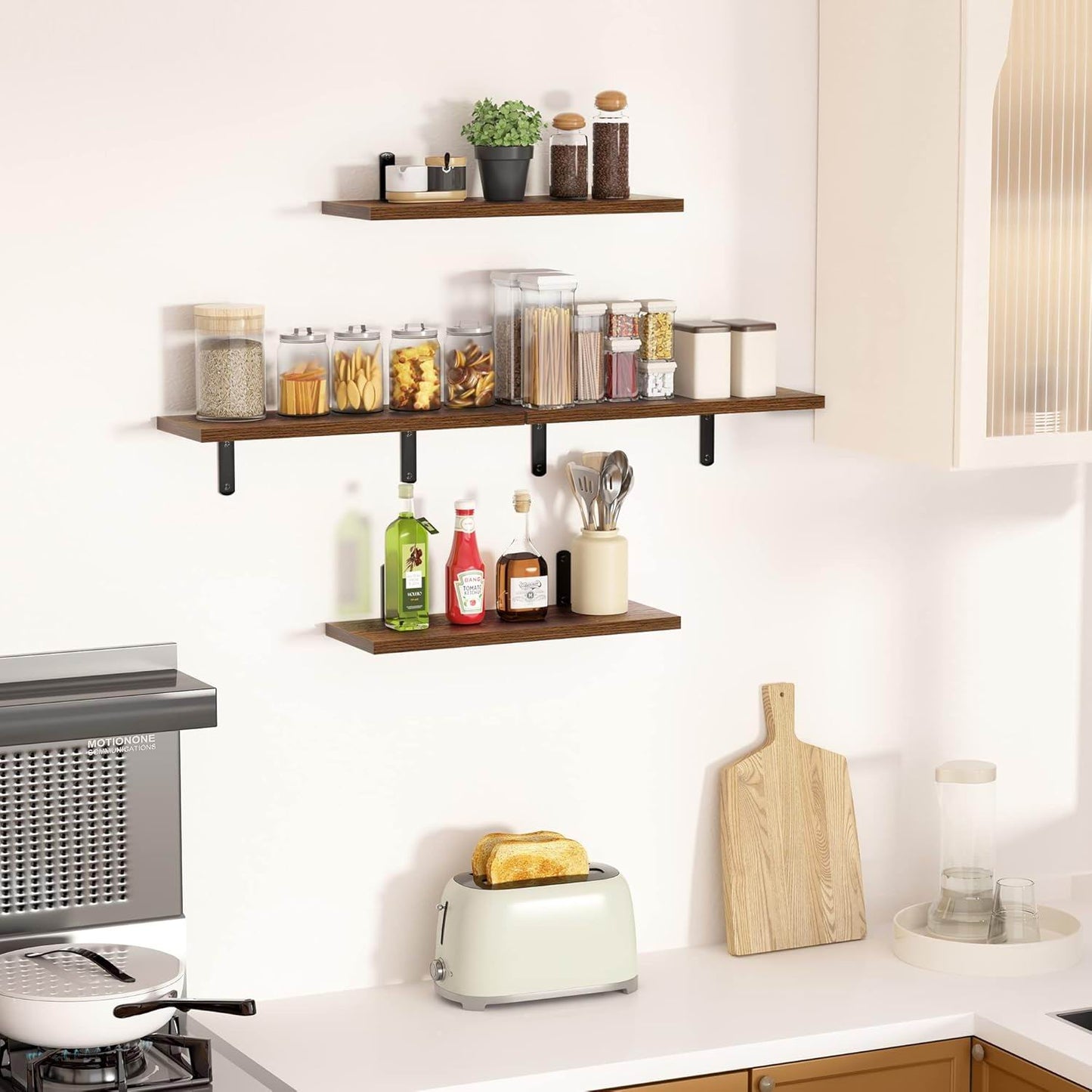 Boudoir Wood Floating Shelves – 6-Piece Set (Brown)