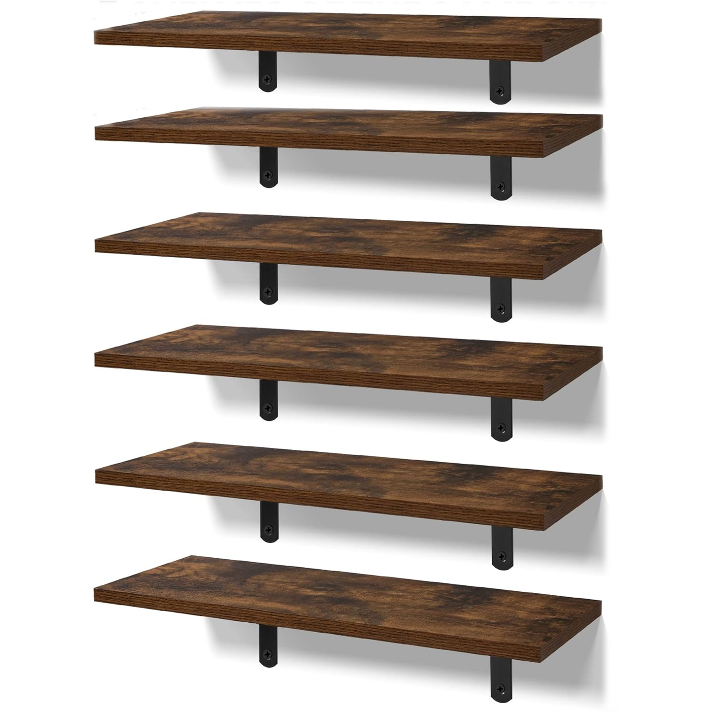 Boudoir Wood Floating Shelves – 6-Piece Set (Brown)
