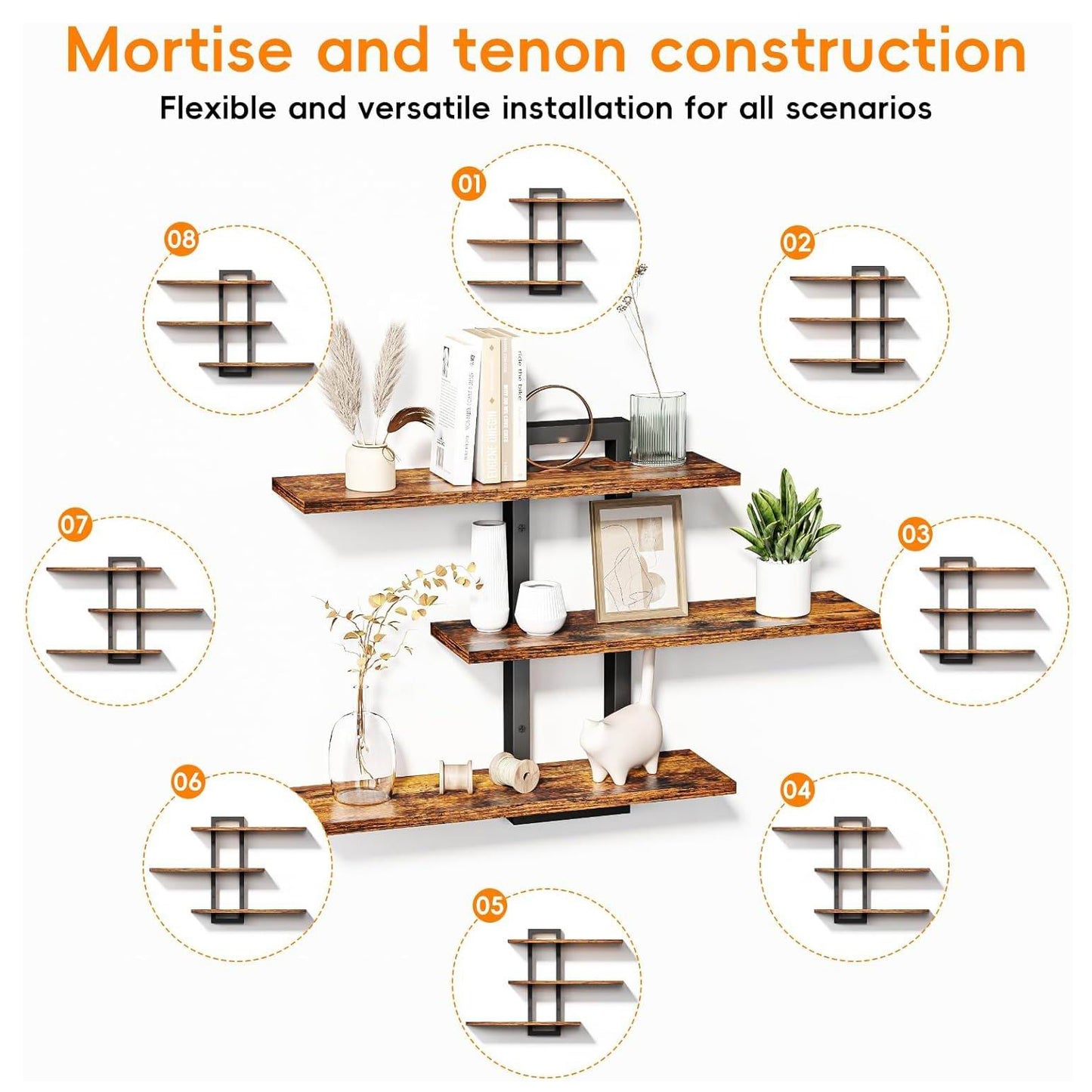 Boudoir 3-Tier Wall Display Shelf (Brown)