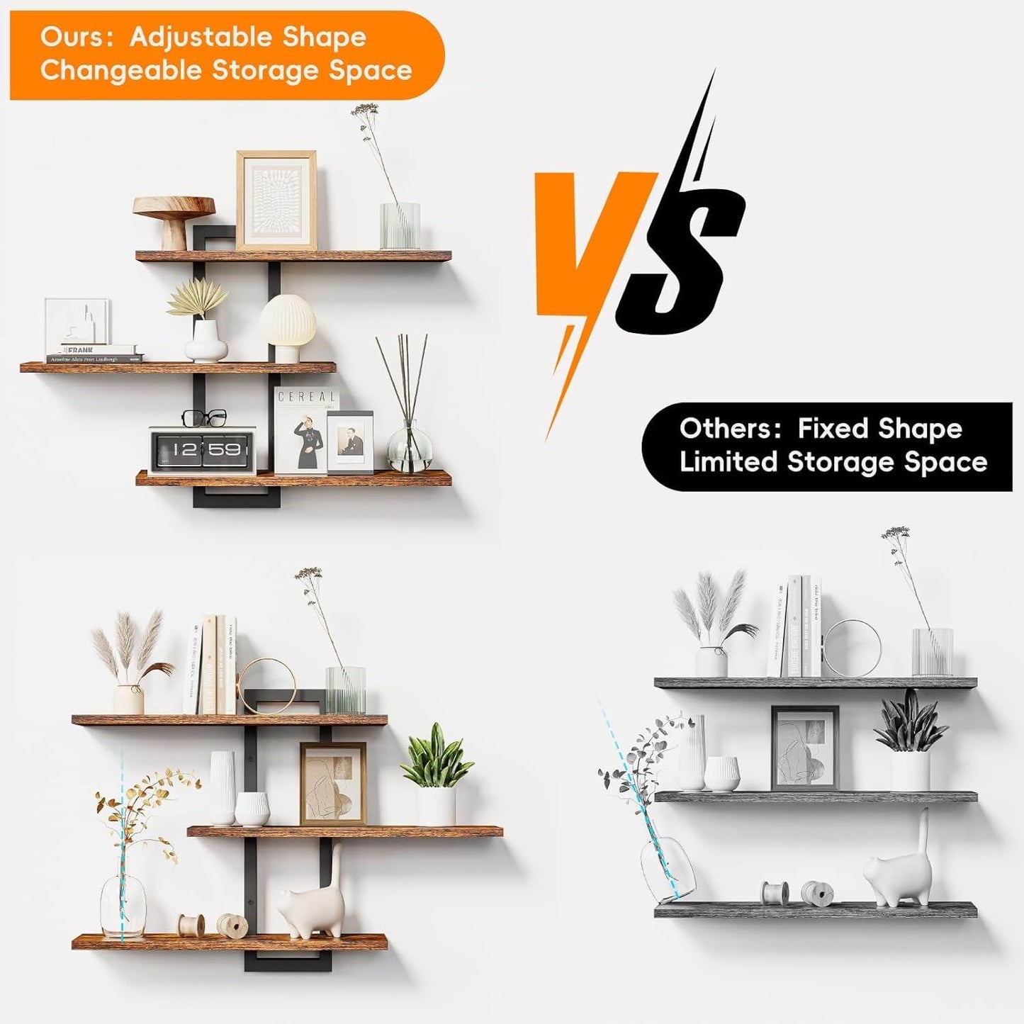 Boudoir 3-Tier Wall Display Shelf (Brown)