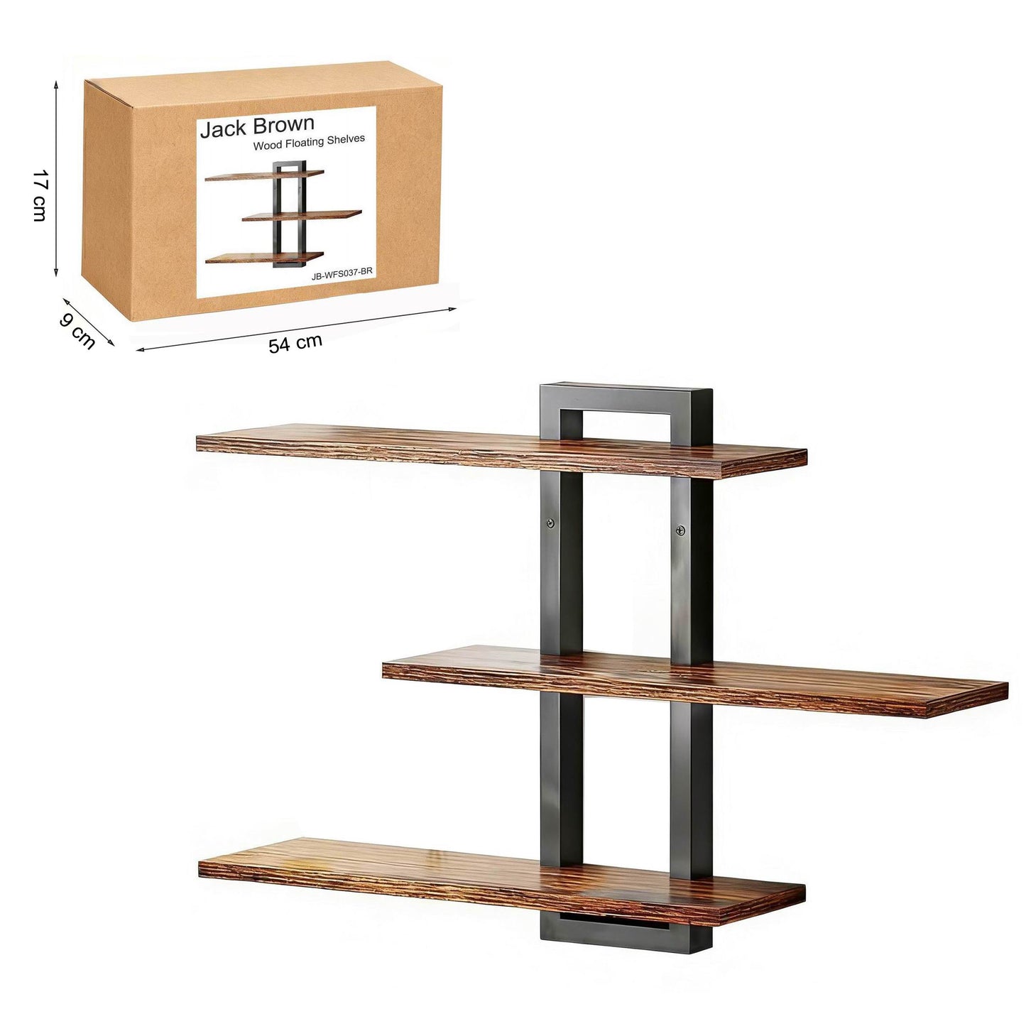 Boudoir 3-Tier Wall Display Shelf (Brown)