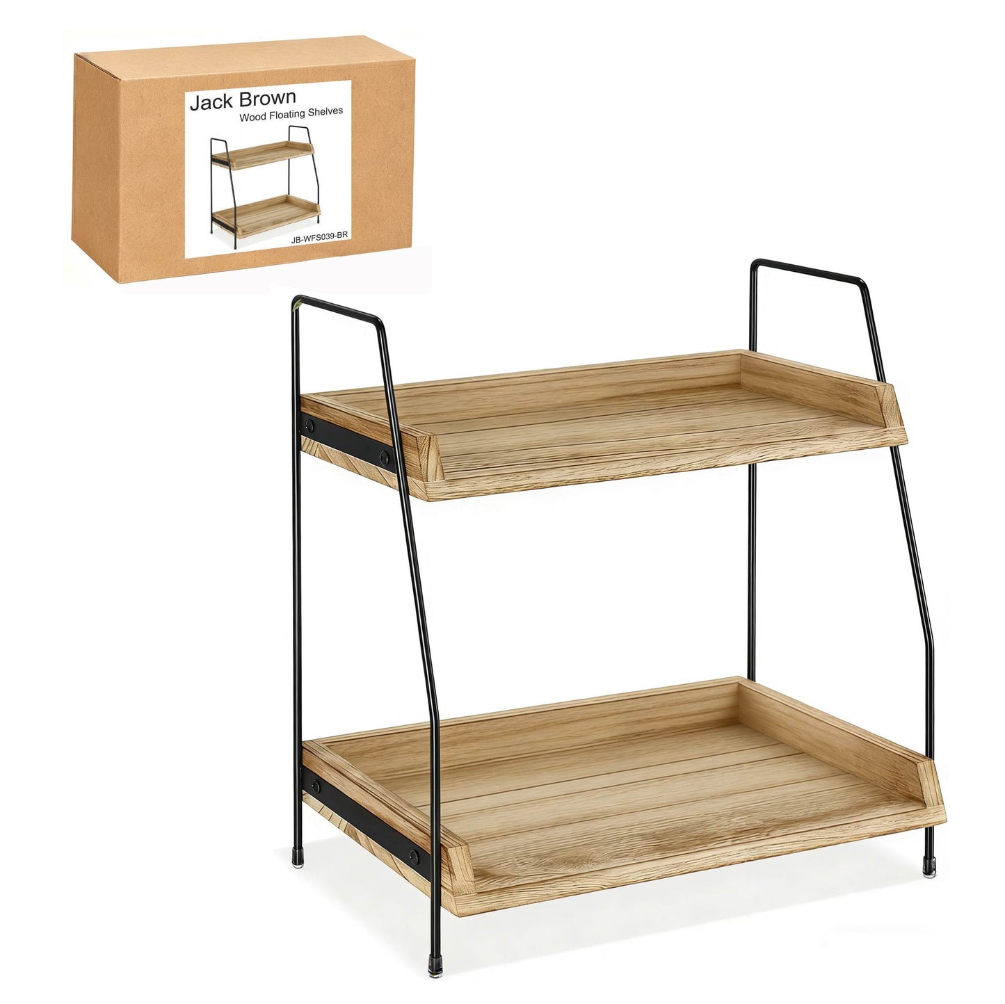 Boudoir 2-Tier Wood Tray Stand (Brown)
