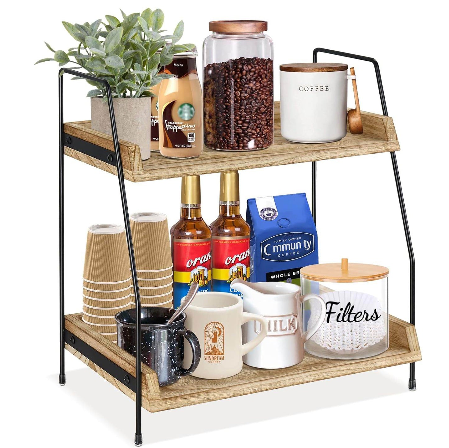 Boudoir 2-Tier Wood Tray Stand (Brown)